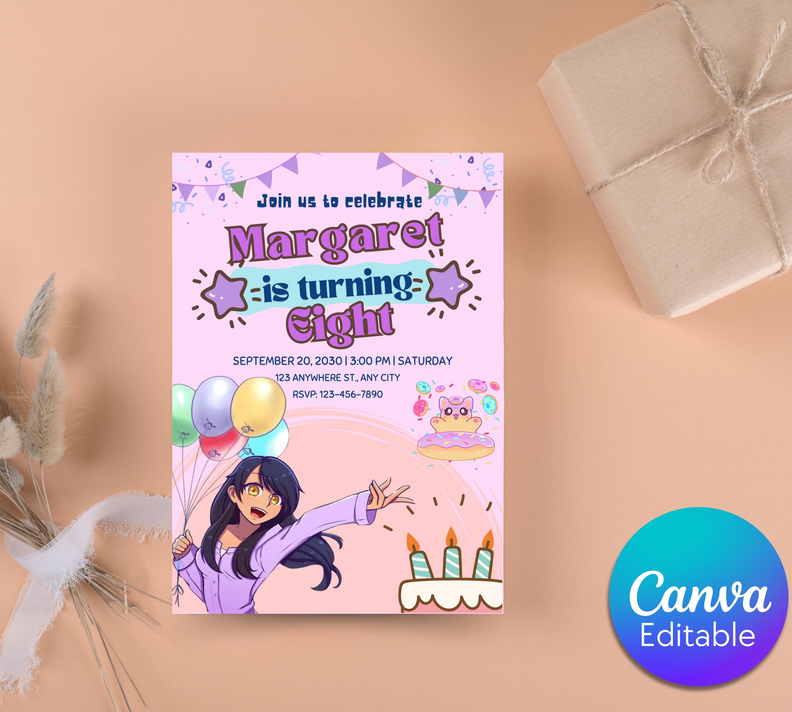 Customizable Aphmau Invitation| Aphmau Invitation| Aphmau Birthday invitation| Aphmau Minecrafter| Cute Gamer Invitation| Editable Template