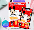 Mickey Mouse Birthday Invitation |Micky Birthday Invite | Cute Mickey Mouse Party Invite | Mickey Mouse Red & White Evite| Editable Template