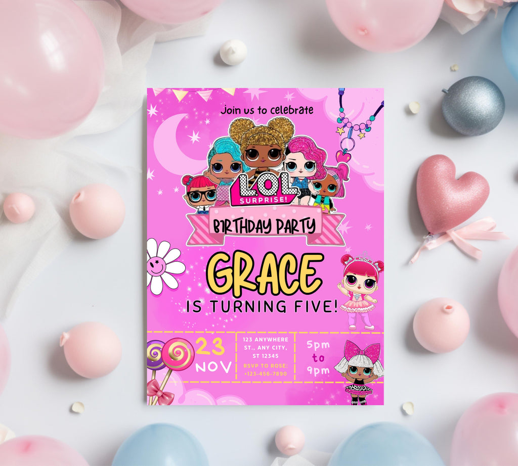 Little Doll Birthday Invitation| Little Pink Doll Birthday Invitation| Doll Birthday Invitation| Kid Birthday Invitation| Editable Template