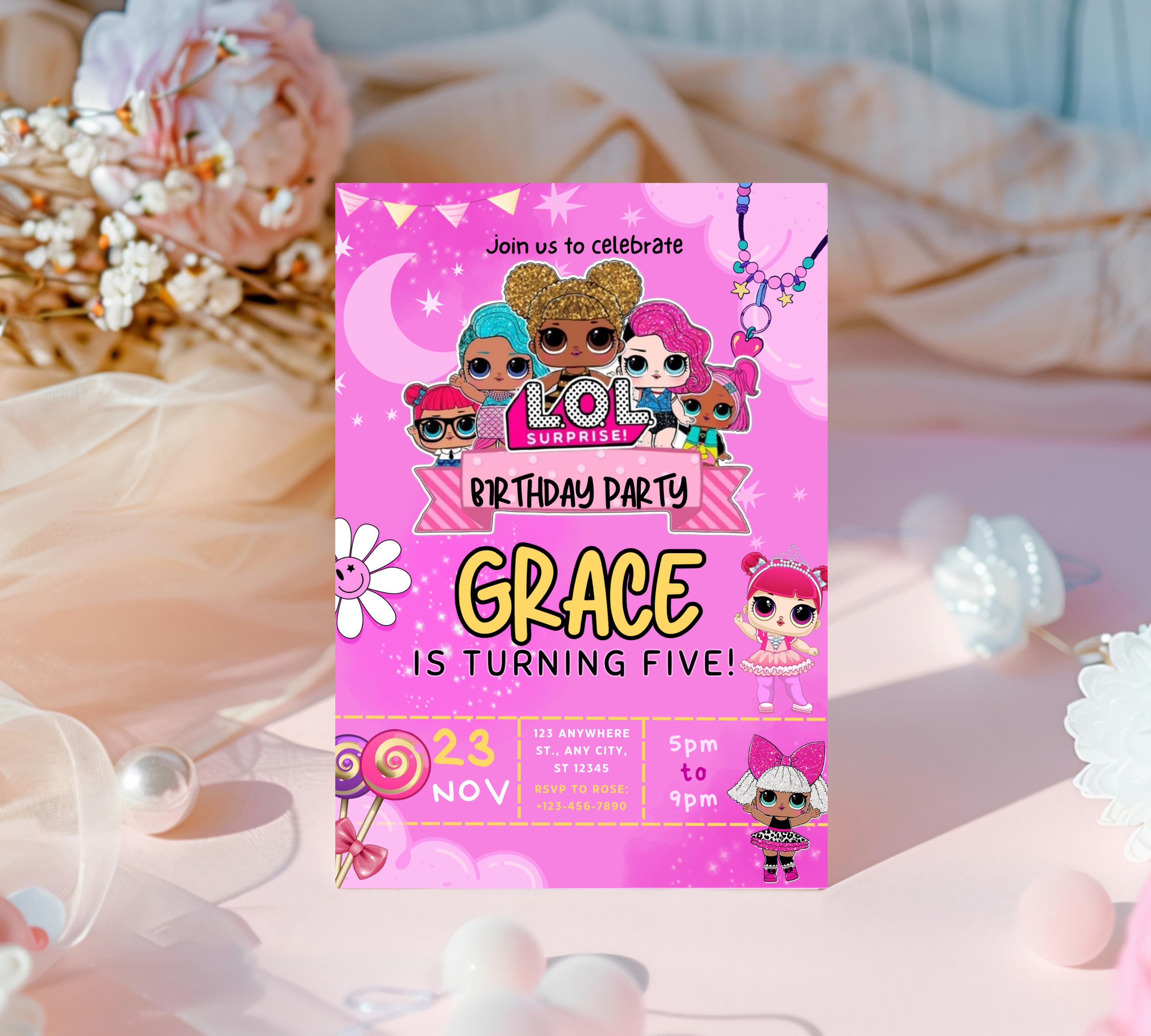 Little Doll Birthday Invitation| Little Pink Doll Birthday Invitation| Doll Birthday Invitation| Kid Birthday Invitation| Editable Template