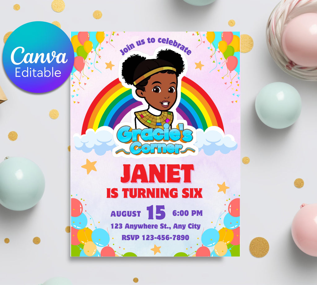 Gracie's Corner Birthday Invitation | Gracie's  Printable Template | Gracies Corner invite |  Corner Birthday Invitation| Editable Template