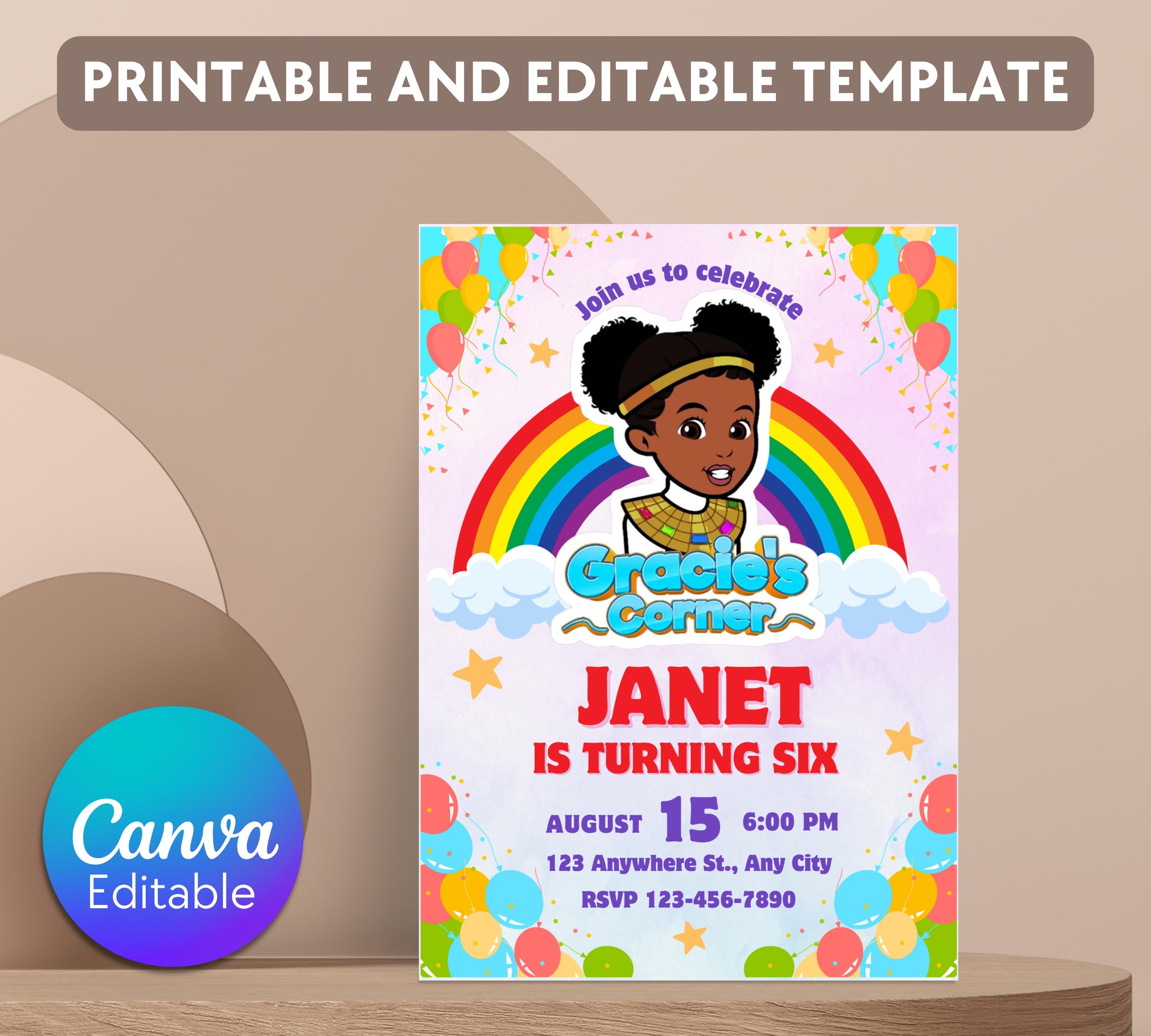 Gracie's Corner Birthday Invitation | Gracie's  Printable Template | Gracies Corner invite |  Corner Birthday Invitation| Editable Template