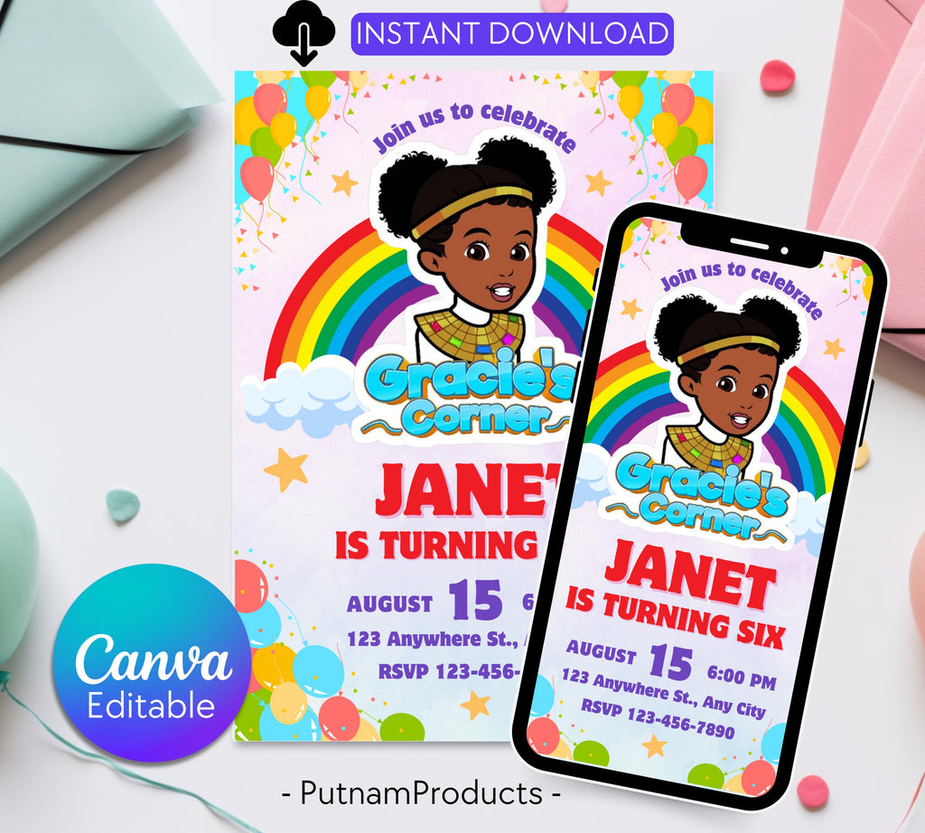 Gracie's Corner Birthday Invitation | Gracie's  Printable Template | Gracies Corner invite |  Corner Birthday Invitation| Editable Template