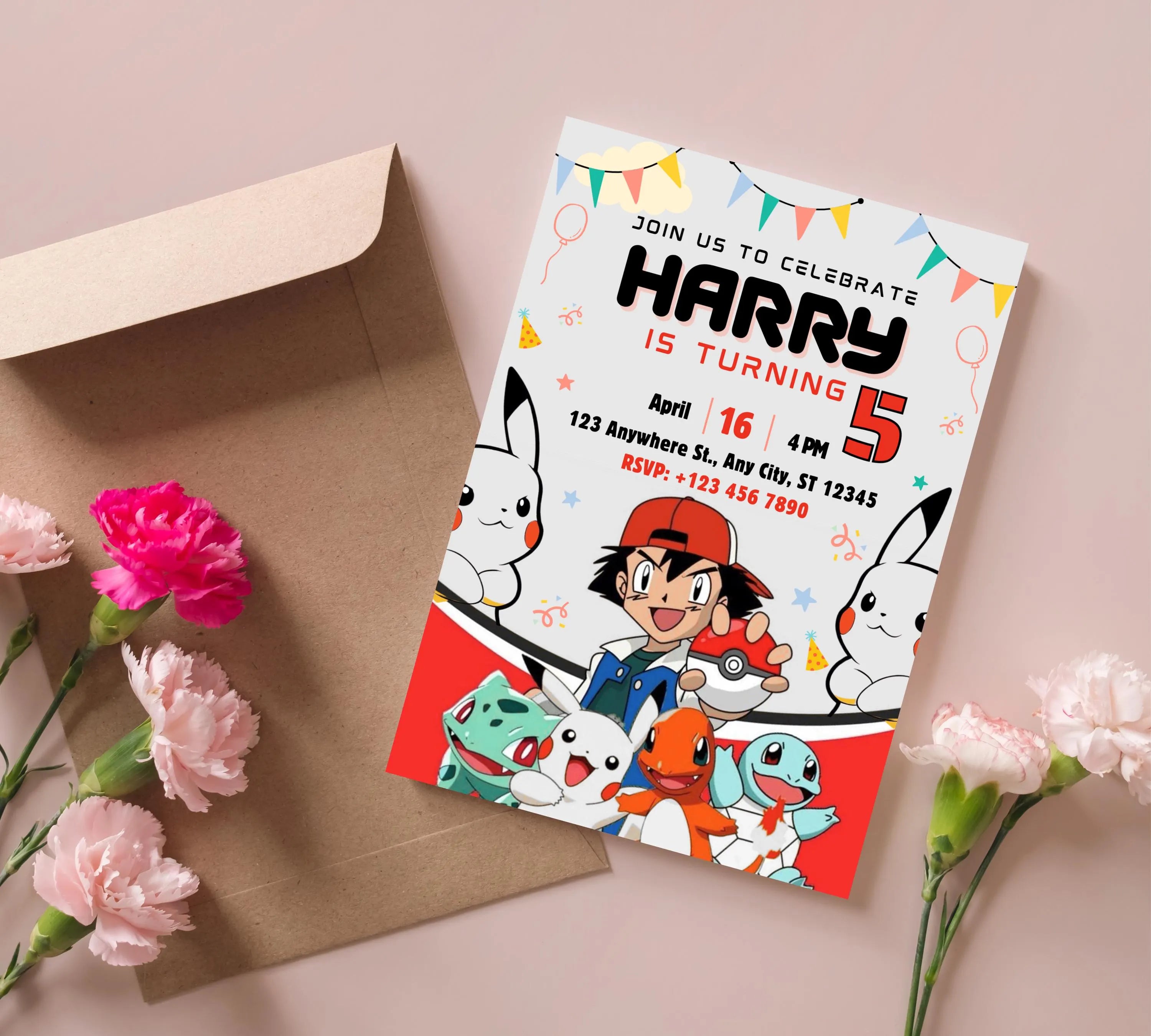 Pokemon Birthday Invitation| Pokemon Birthday Invitation| Printable Birthday Party Invitations| Digital Bday Party Invite| Editable Template