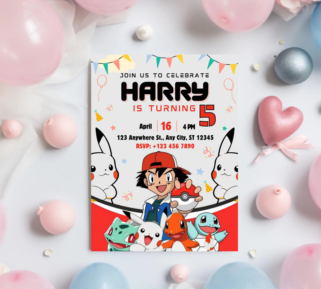 Pokemon Birthday Invitation| Pokemon Birthday Invitation| Printable Birthday Party Invitations| Digital Bday Party Invite| Editable Template