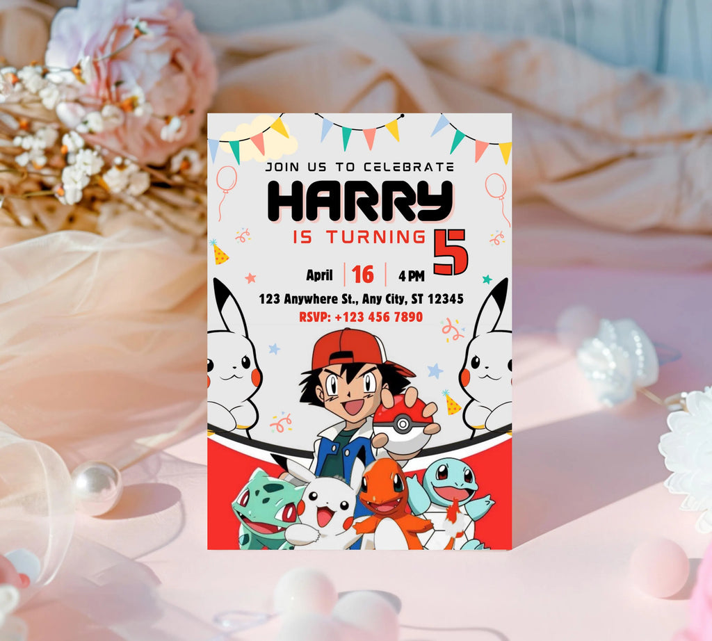 Pokemon Birthday Invitation| Pokemon Birthday Invitation| Printable Birthday Party Invitations| Digital Bday Party Invite| Editable Template