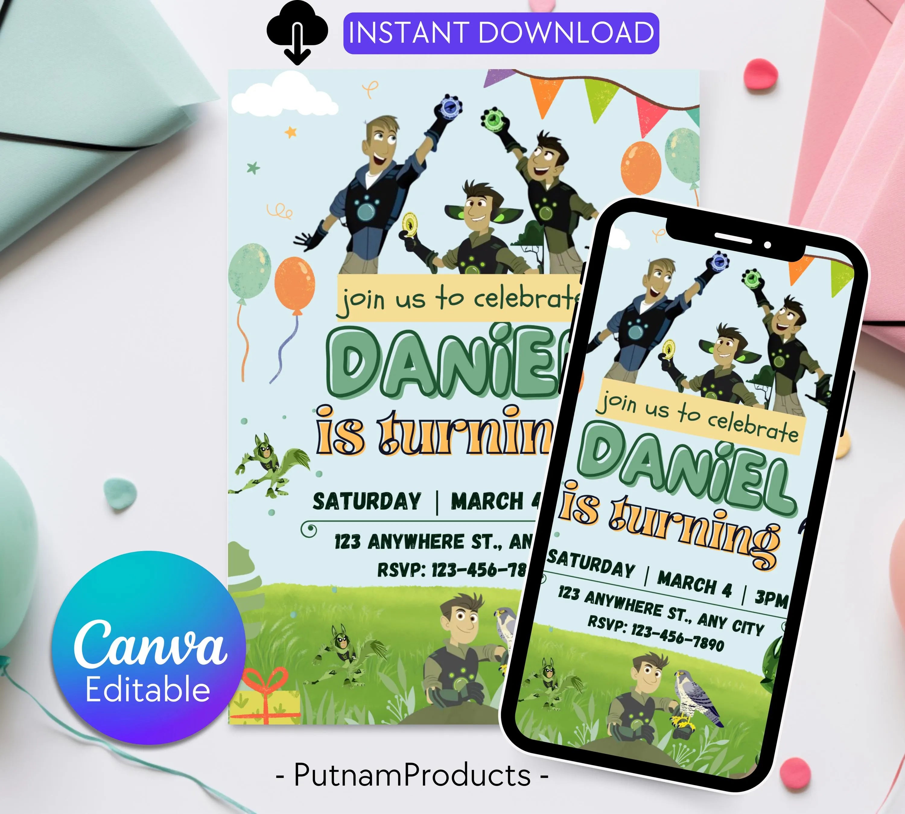 Wild Kratts Birthday Invitation Template| Printable Birthday Party Invitations| Digital Bday Party Invitation Bday Card| Editable Template