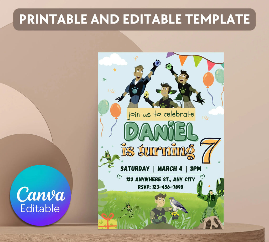 Wild Kratts Birthday Invitation Template| Printable Birthday Party Invitations| Digital Bday Party Invitation Bday Card| Editable Template