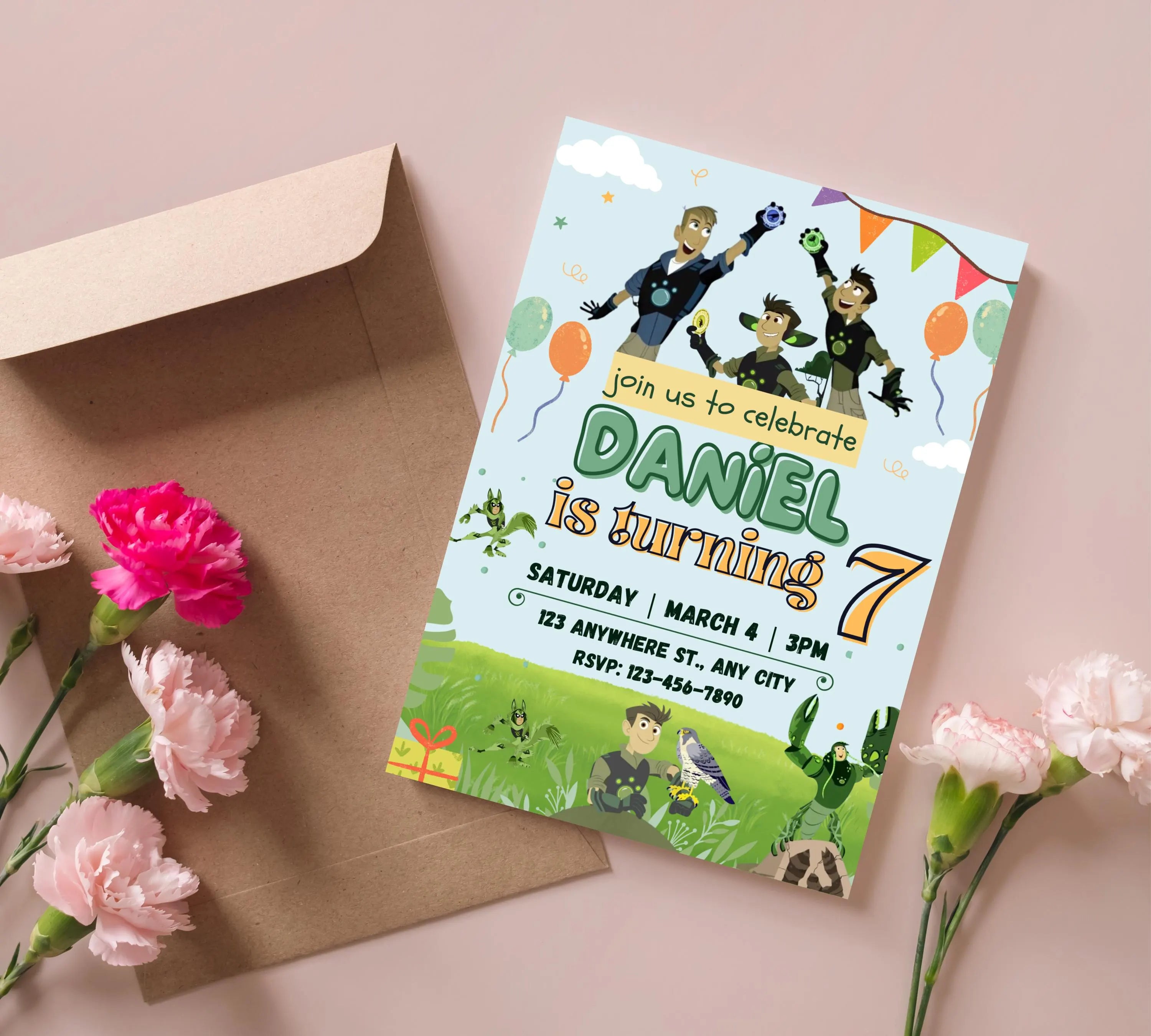 Wild Kratts Birthday Invitation Template| Printable Birthday Party Invitations| Digital Bday Party Invitation Bday Card| Editable Template