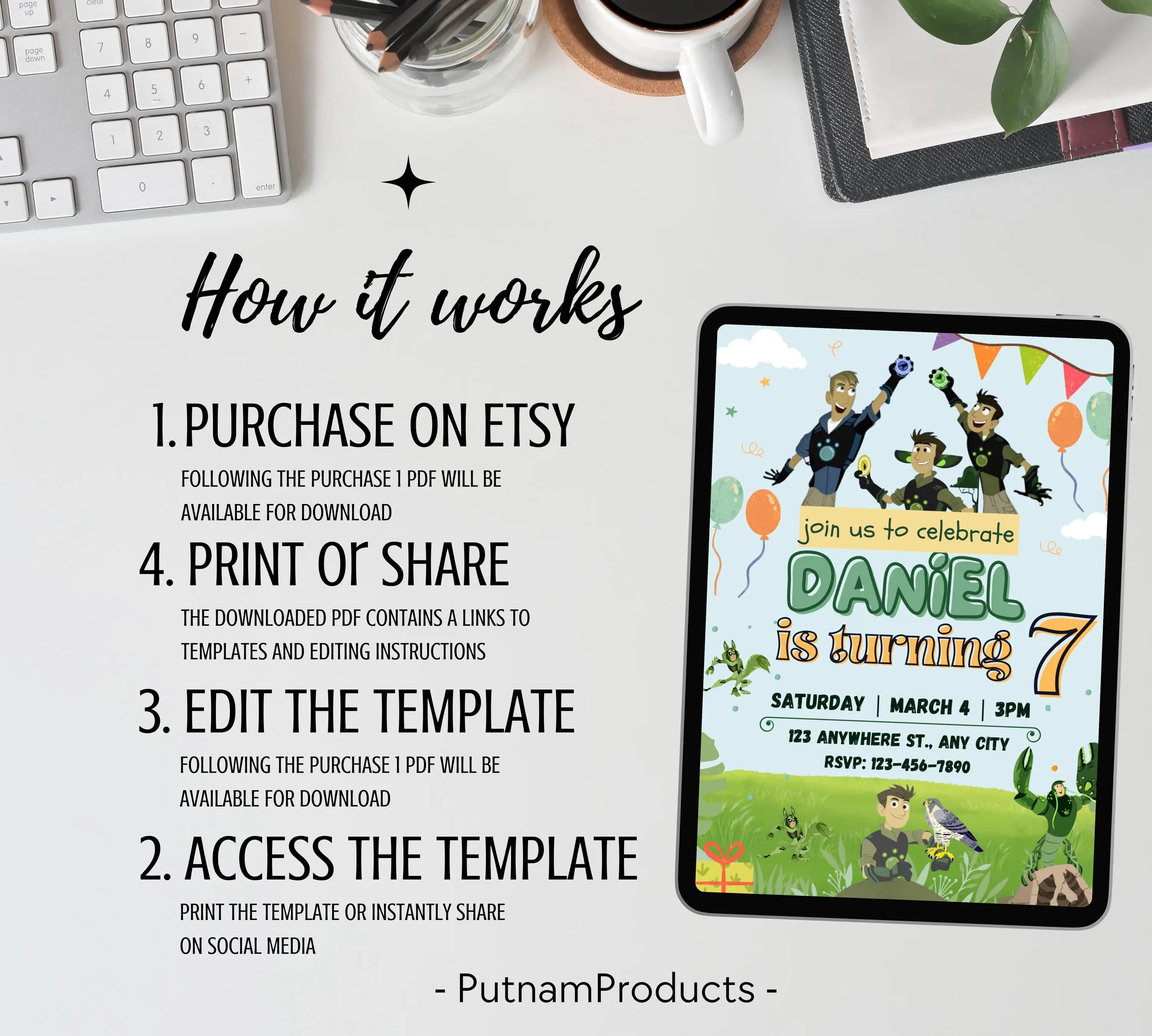 Wild Kratts Birthday Invitation Template| Printable Birthday Party Invitations| Digital Bday Party Invitation Bday Card| Editable Template