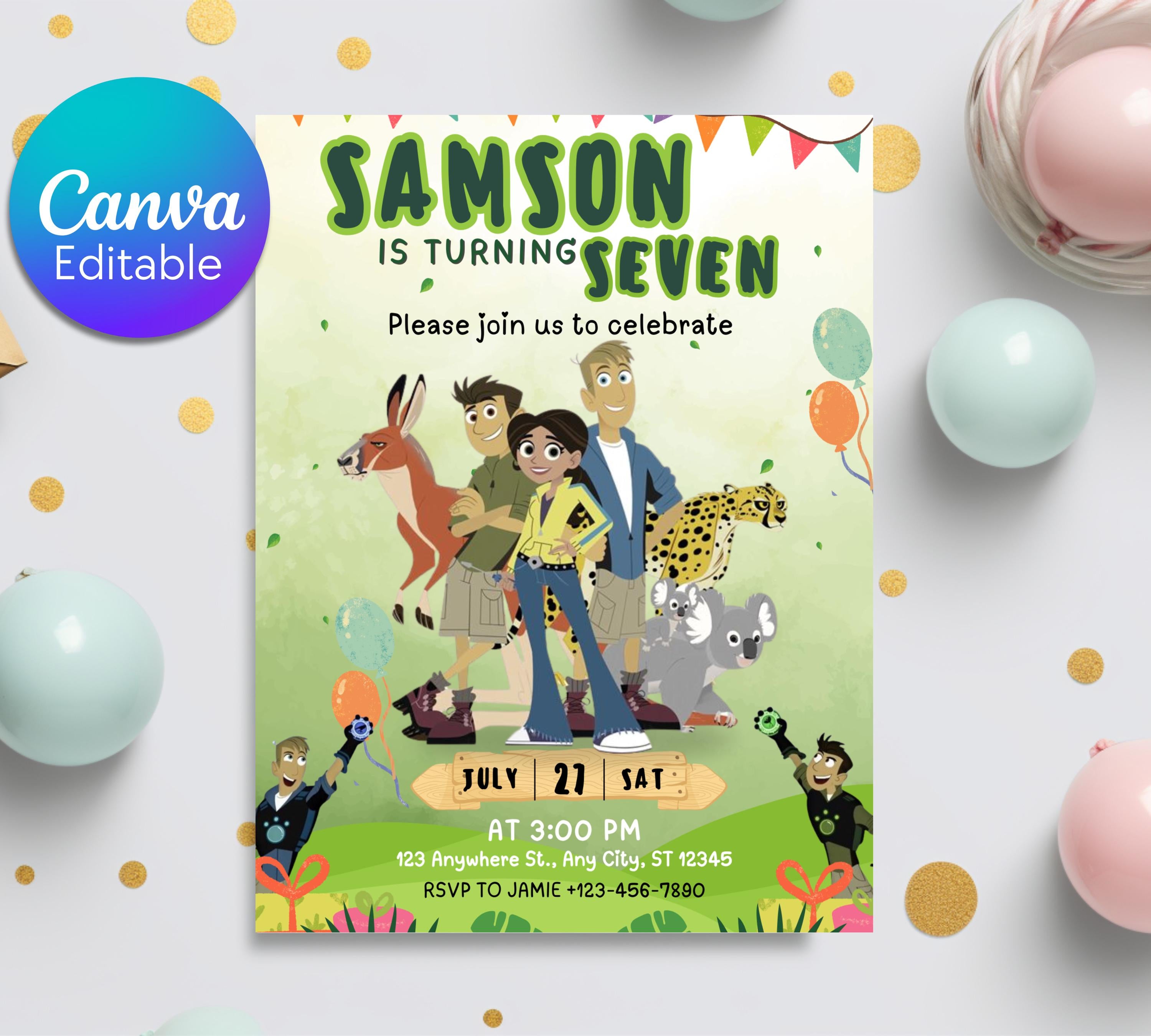 Wild Kratts Birthday Invitation| Animals Invitation| Safari Party Invite Template| Editable Invitation, Boy Girl Birthday| Editable Template