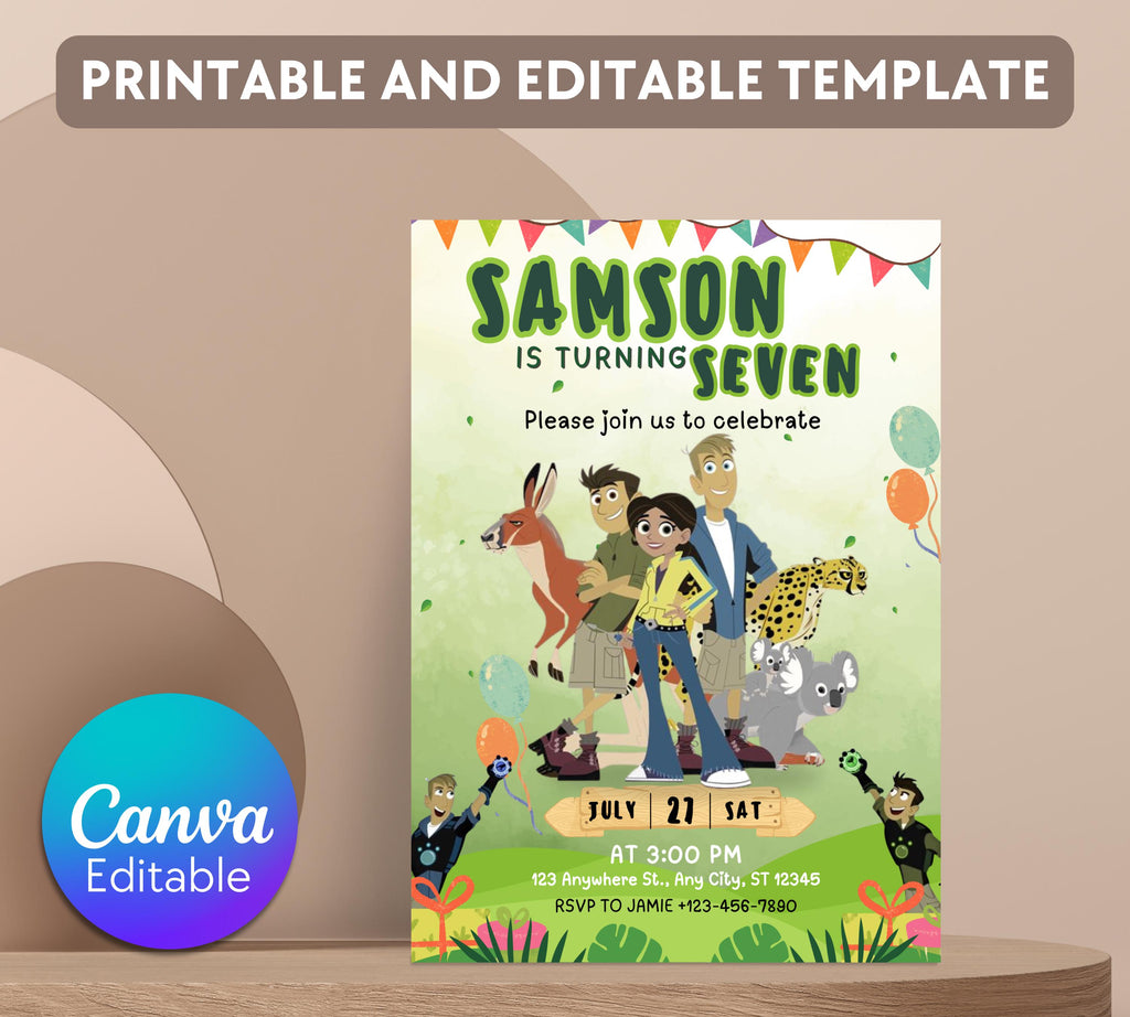 Wild Kratts Birthday Invitation| Animals Invitation| Safari Party Invite Template| Editable Invitation, Boy Girl Birthday| Editable Template