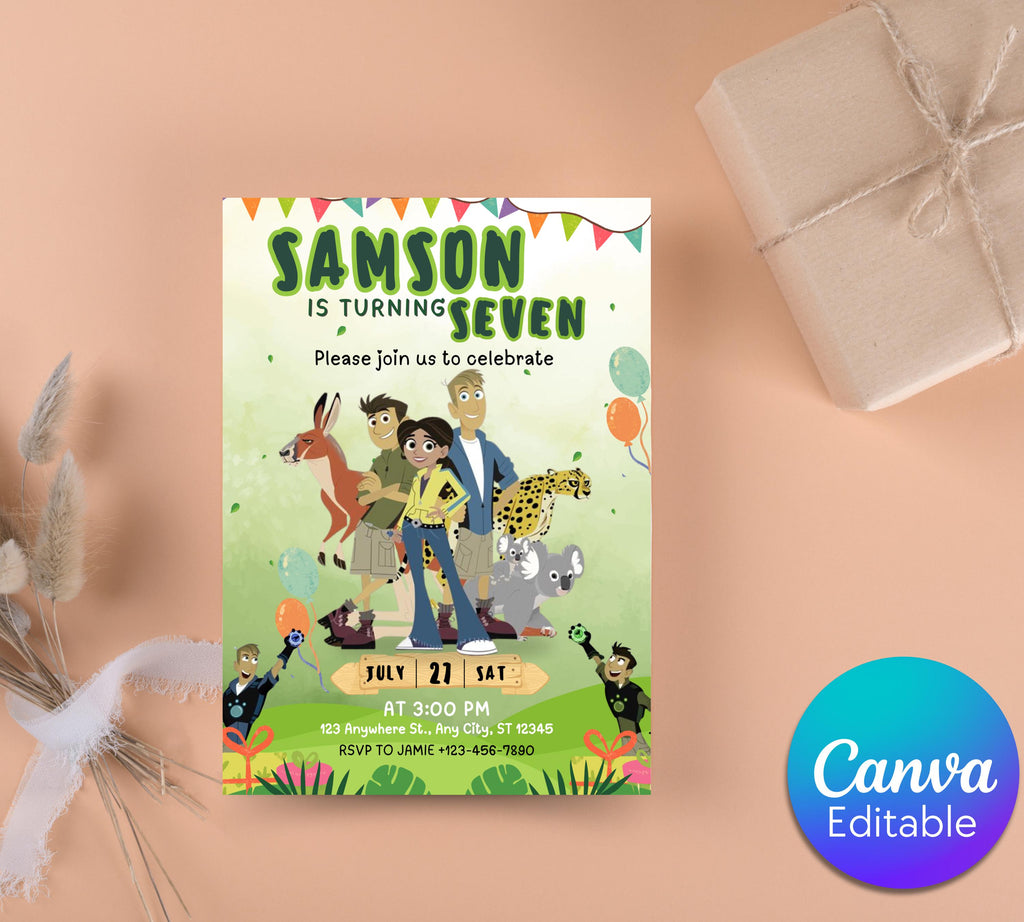 Wild Kratts Birthday Invitation| Animals Invitation| Safari Party Invite Template| Editable Invitation, Boy Girl Birthday| Editable Template