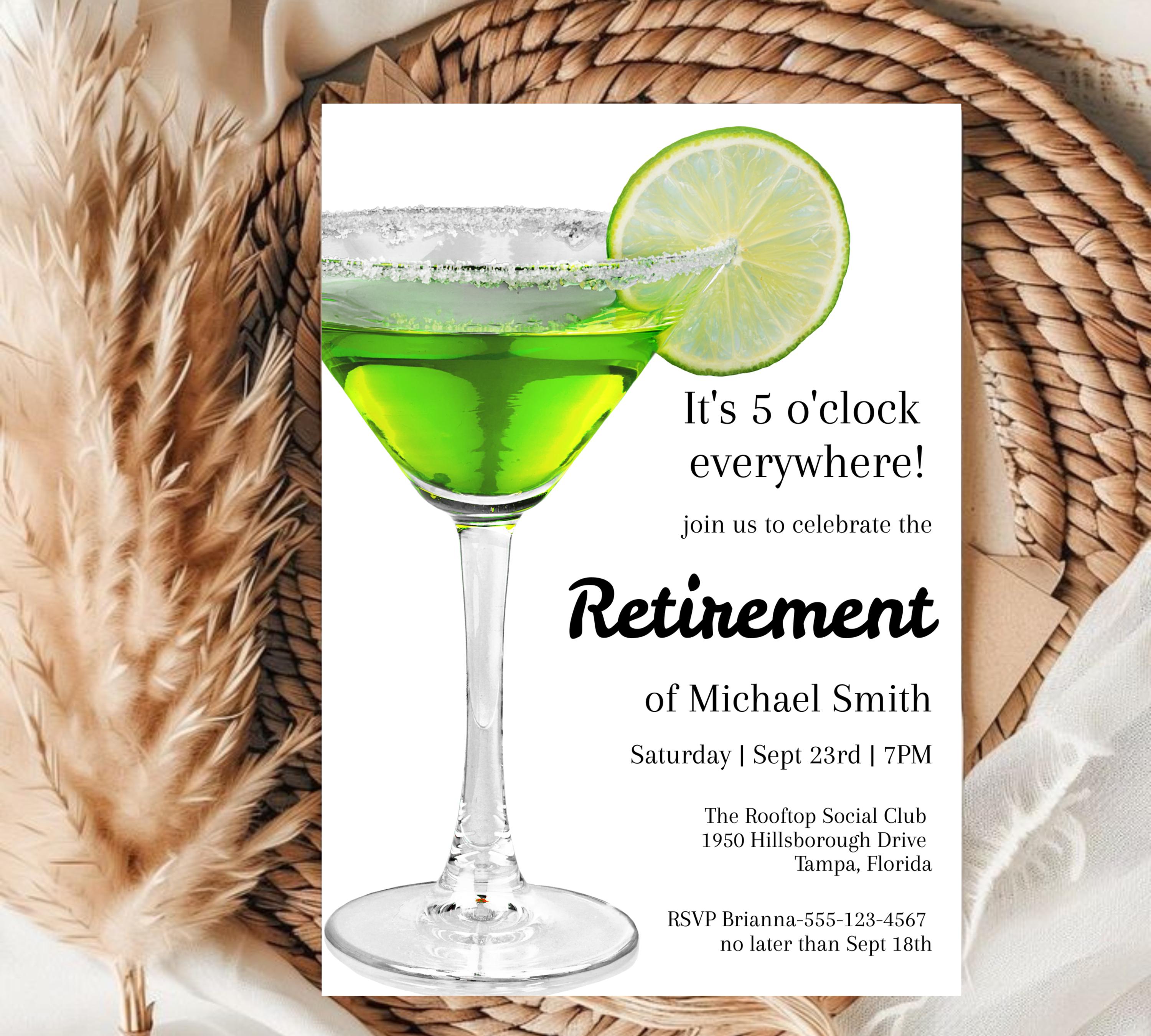 Editable Cocktail Retirement Party invitation, Funny Retirement Invitation, Editable Retirement Party Invitation Template, INSTANT DOWNLOAD