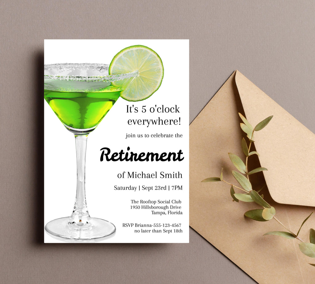 Editable Cocktail Retirement Party invitation, Funny Retirement Invitation, Editable Retirement Party Invitation Template, INSTANT DOWNLOAD