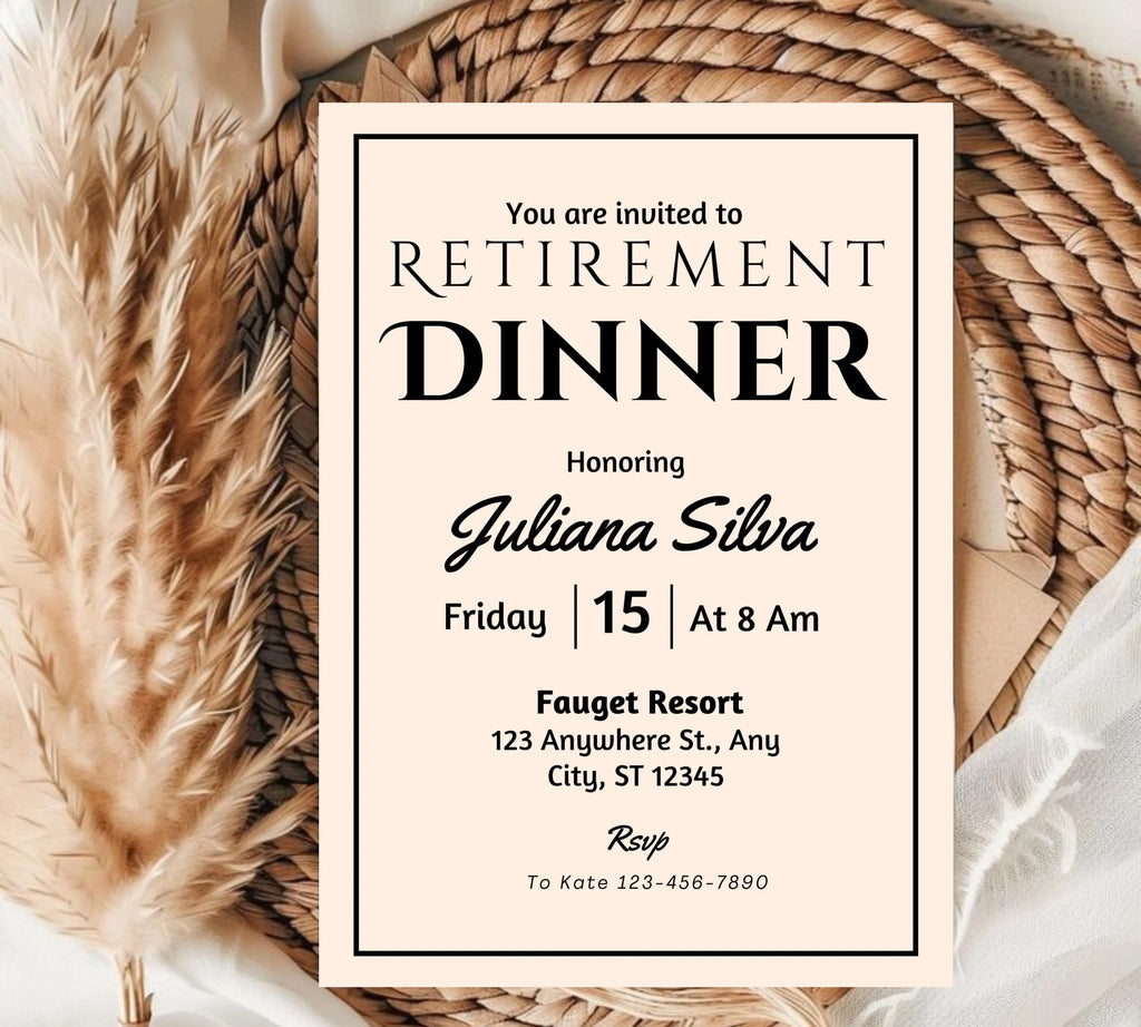 Editable Retirement Party Invitation Template, Work Retire Mens Womens, Retirement Dinner party Invite, Retirement Invitation