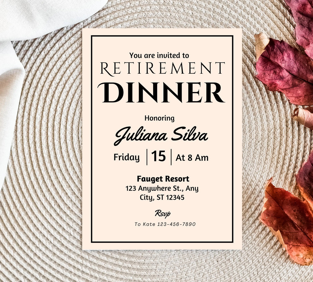 Editable Retirement Party Invitation Template, Work Retire Mens Womens, Retirement Dinner party Invite, Retirement Invitation