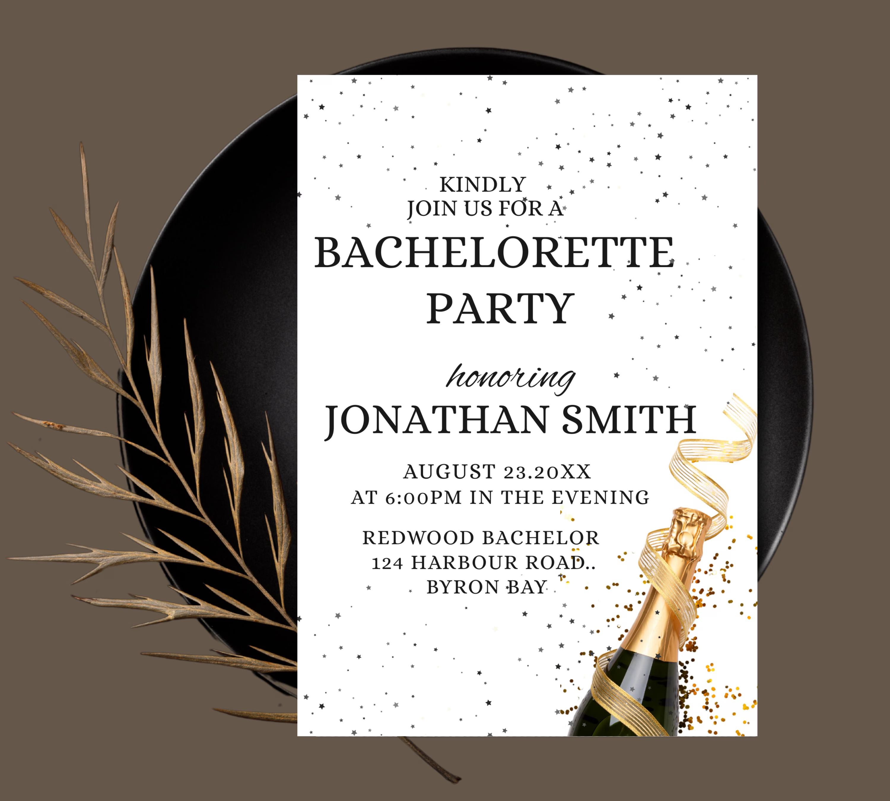 Bachelorette Party invitation, Editable champagne Bachelor Weekend, weekend brewery bachelor party invite, champagne bachelor party invite