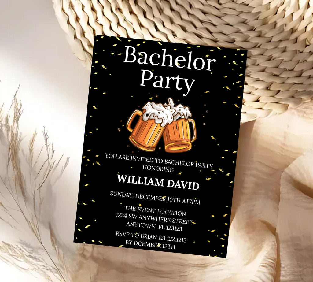 Bachelor Party Invitation Template, cheer and beer bachelor party invite, Editable Bachelor Weekend, Groomsmen Whiskey Cigar Invite