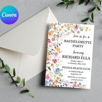 Wild Floral Editable Bachelorette Party Invitation, Itinerary, Bachelorette Weekend, Bachelor Party Invitation and Itinerary, Party Invite