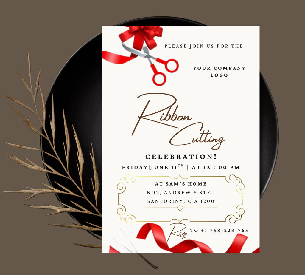 Grand Opening Flyer Template, Grand Opening Invitation, Business Grand Opening Digital, Launch Party invitation, Red and White Grand Invite