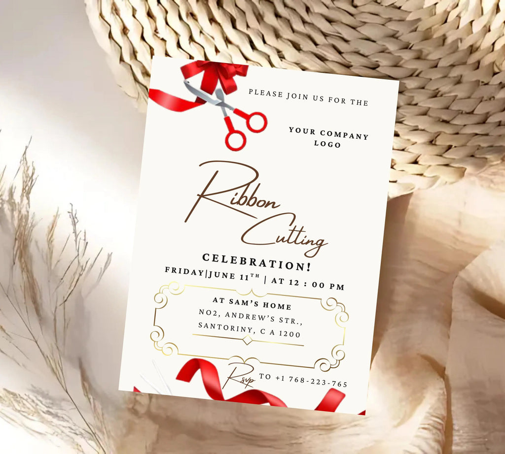 Grand Opening Flyer Template, Grand Opening Invitation, Business Grand Opening Digital, Launch Party invitation, Red and White Grand Invite