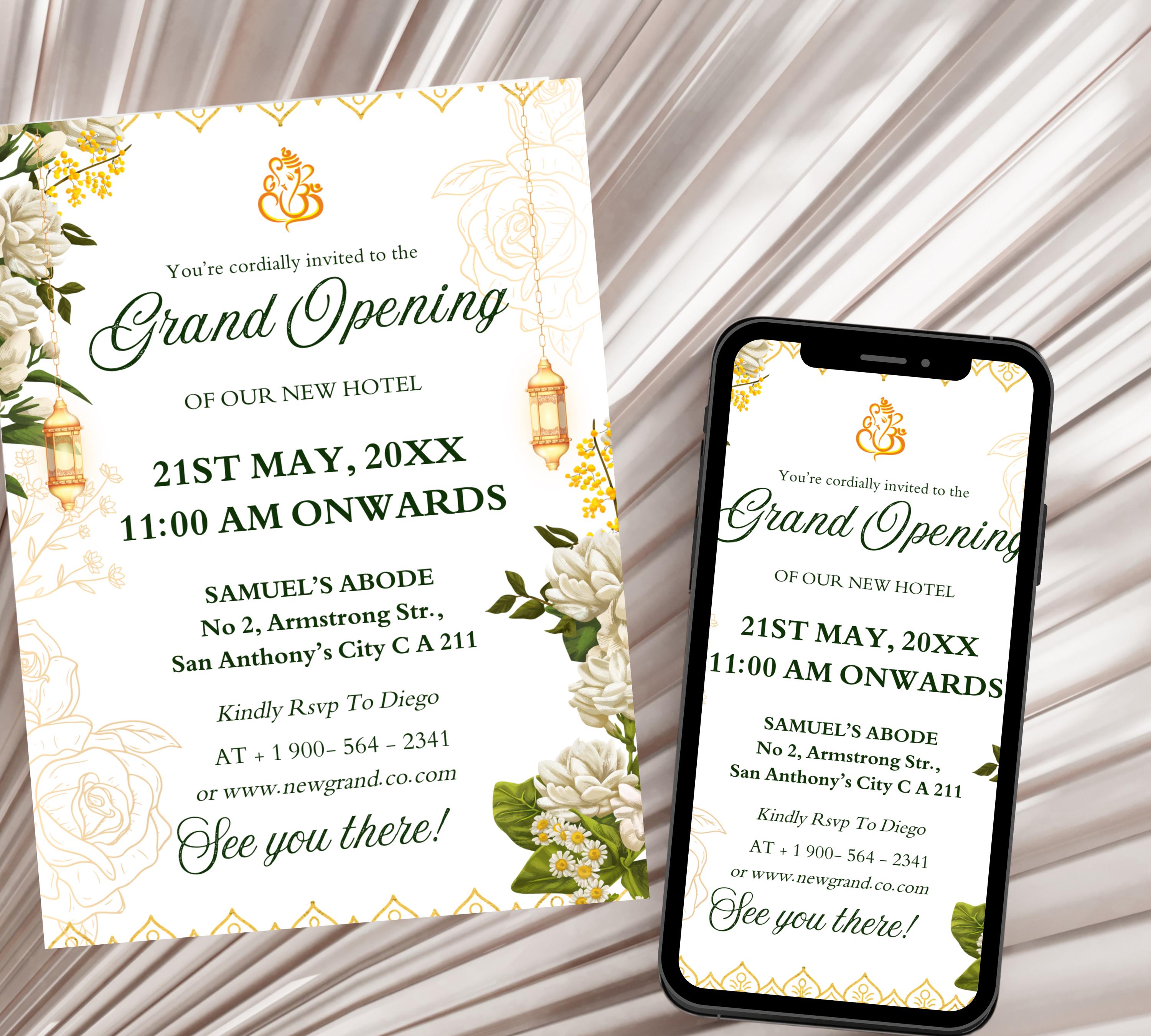 Grand Opening Flyer Template, Modern Business Invitation,  Grand Opening Invitation, Digital You're Invited, Text Brand Grand E-Invitation