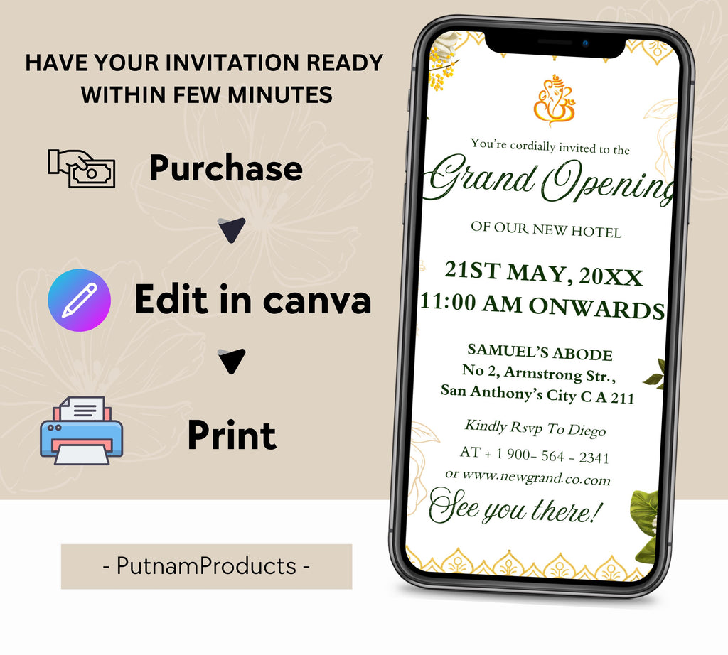 Grand Opening Flyer Template, Modern Business Invitation,  Grand Opening Invitation, Digital You're Invited, Text Brand Grand E-Invitation