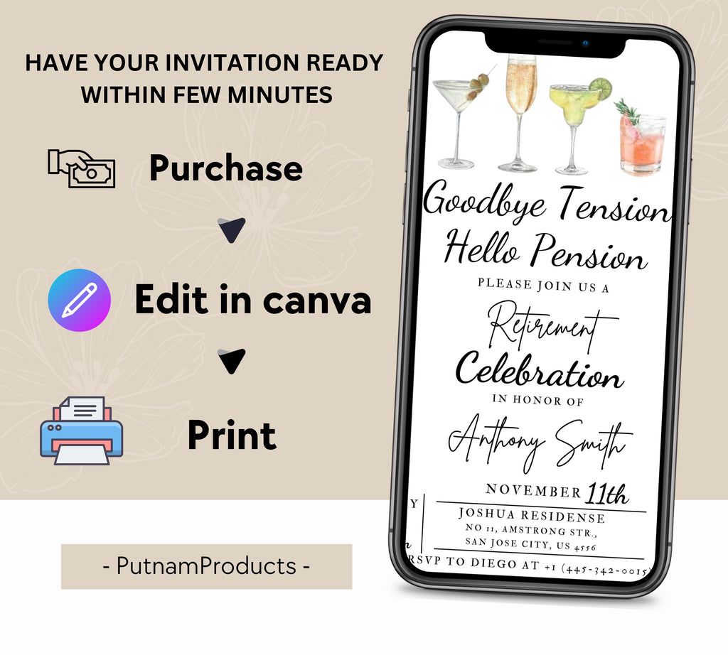 Funny Retirement Invitation, Modern & Simple Retirement Party Invite, Editable Retirement Invite, Summer Retirement Party Invite, Retirement