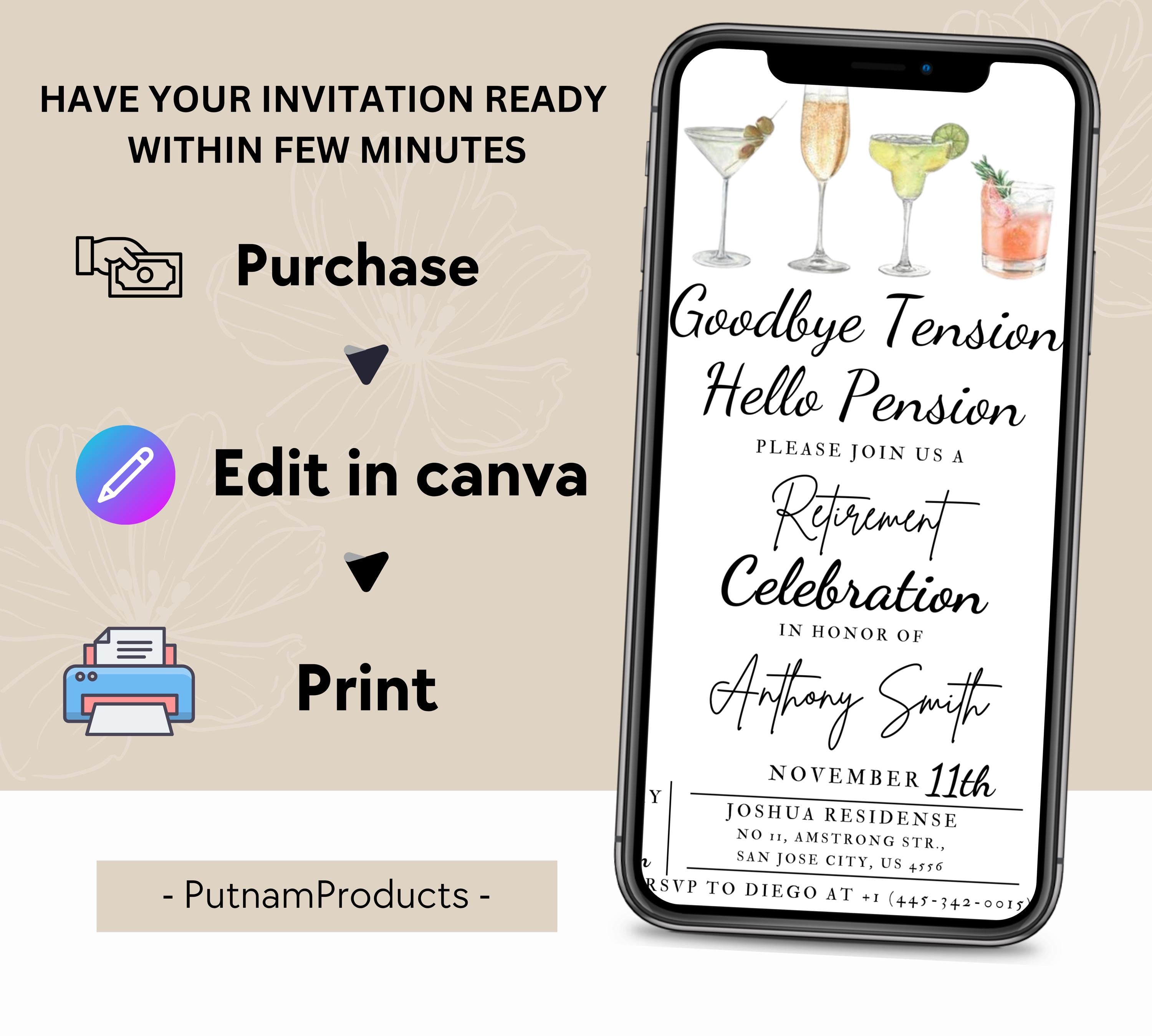 Funny Retirement Invitation, Modern & Simple Retirement Party Invite, Editable Retirement Invite, Summer Retirement Party Invite, Retirement