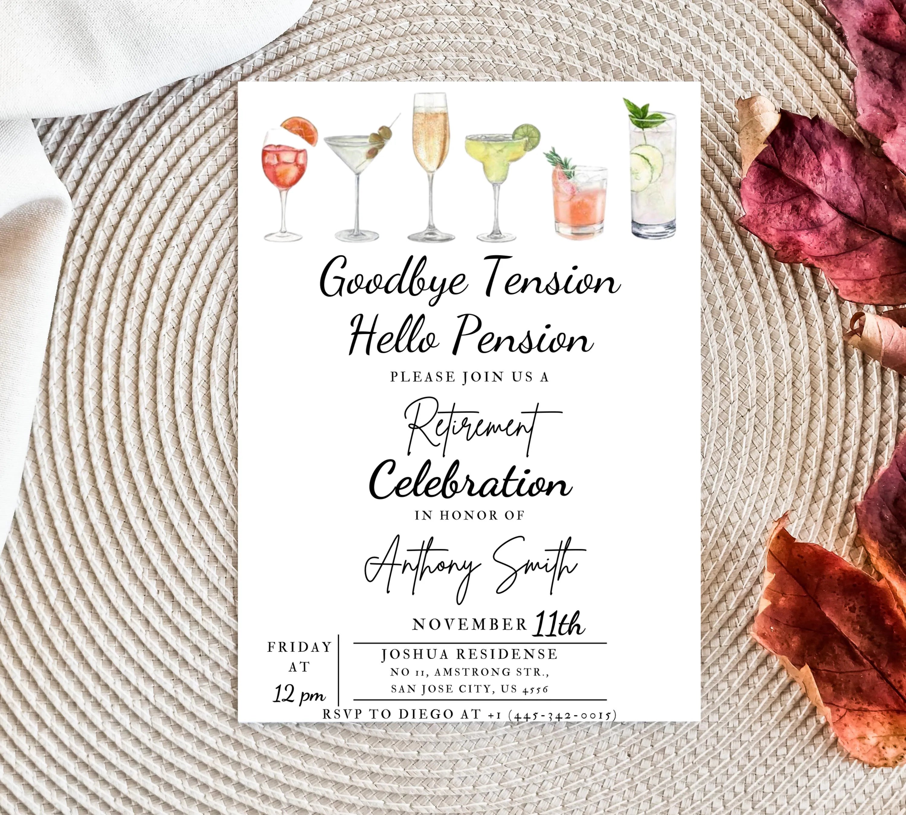 Funny Retirement Invitation, Modern & Simple Retirement Party Invite, Editable Retirement Invite, Summer Retirement Party Invite, Retirement