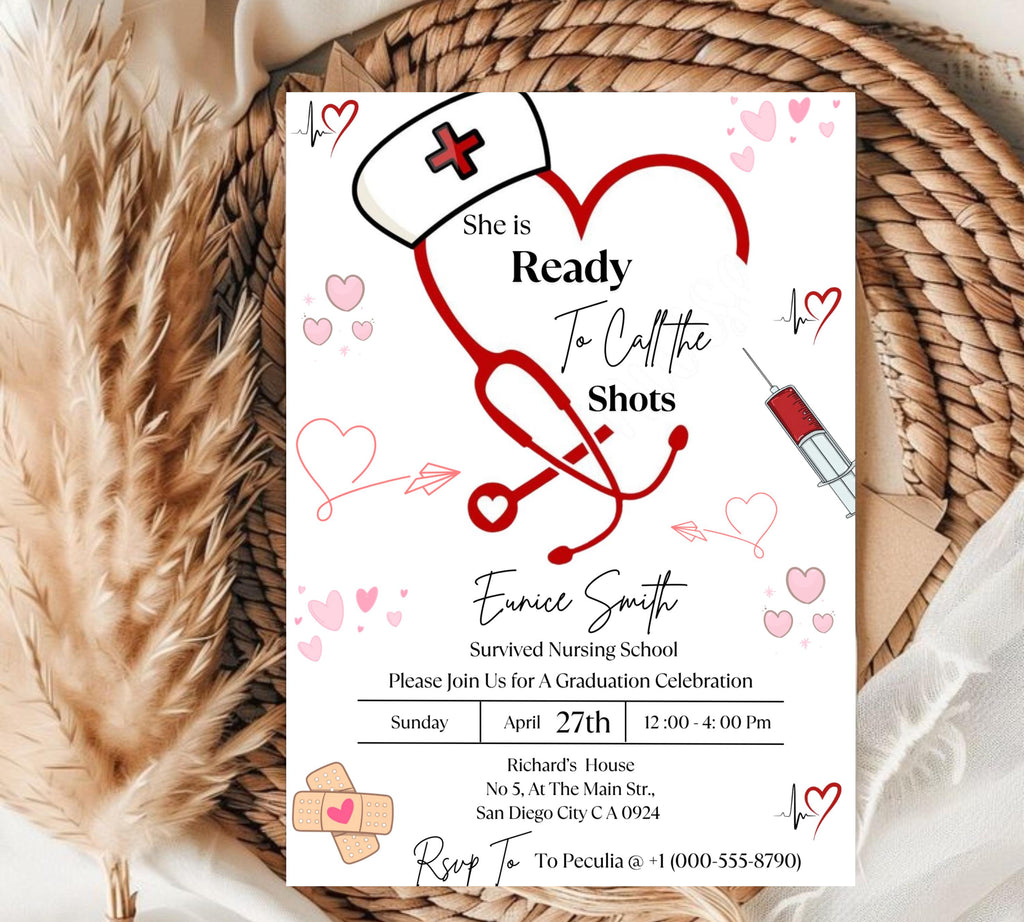 Nurse Graduation Invitation, Nurse Graduation Announcement, Nurse Grad Invitation, Medical Graduation Invitation, Nursin Ceremony Invitation