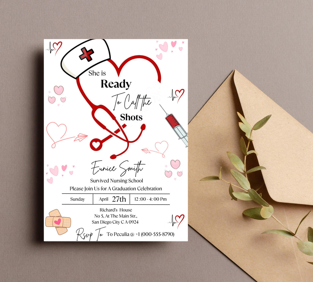 Nurse Graduation Invitation, Nurse Graduation Announcement, Nurse Grad Invitation, Medical Graduation Invitation, Nursin Ceremony Invitation