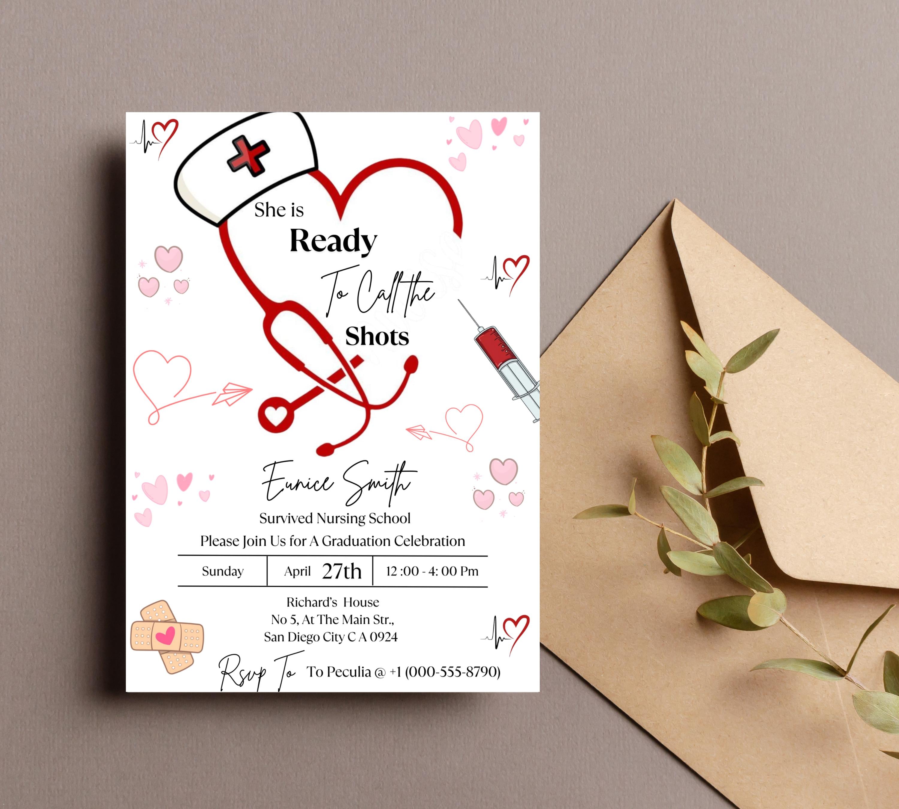 Nurse Graduation Invitation, Nurse Graduation Announcement, Nurse Grad Invitation, Medical Graduation Invitation, Nursin Ceremony Invitation