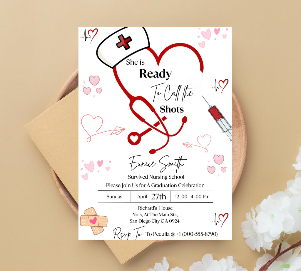 Nurse Graduation Invitation, Nurse Graduation Announcement, Nurse Grad Invitation, Medical Graduation Invitation, Nursin Ceremony Invitation