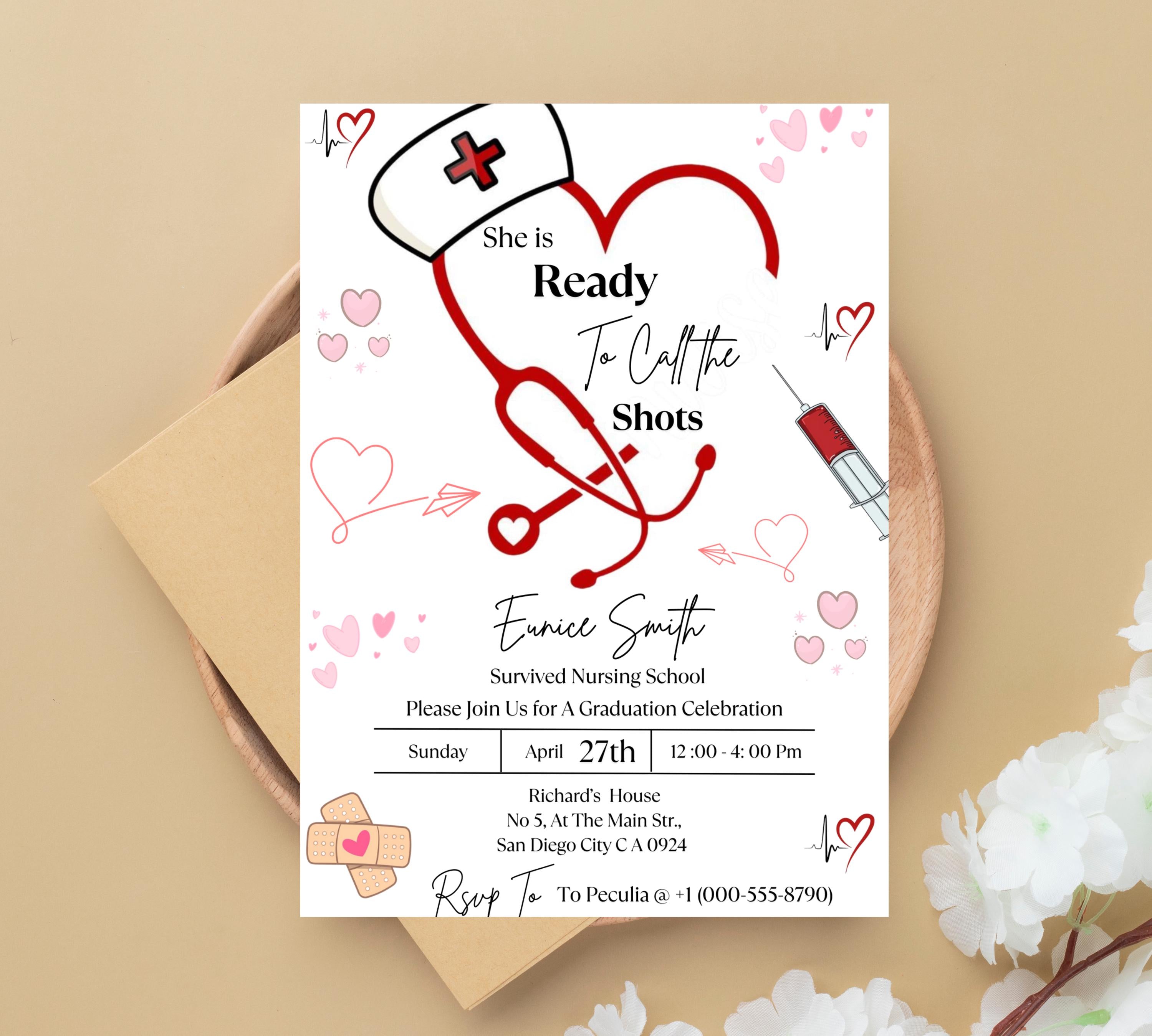 Nurse Graduation Invitation, Nurse Graduation Announcement, Nurse Grad Invitation, Medical Graduation Invitation, Nursin Ceremony Invitation