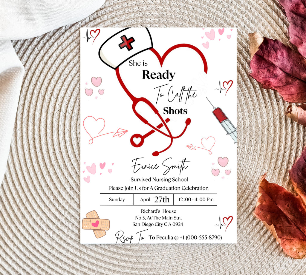 Nurse Graduation Invitation, Nurse Graduation Announcement, Nurse Grad Invitation, Medical Graduation Invitation, Nursin Ceremony Invitation