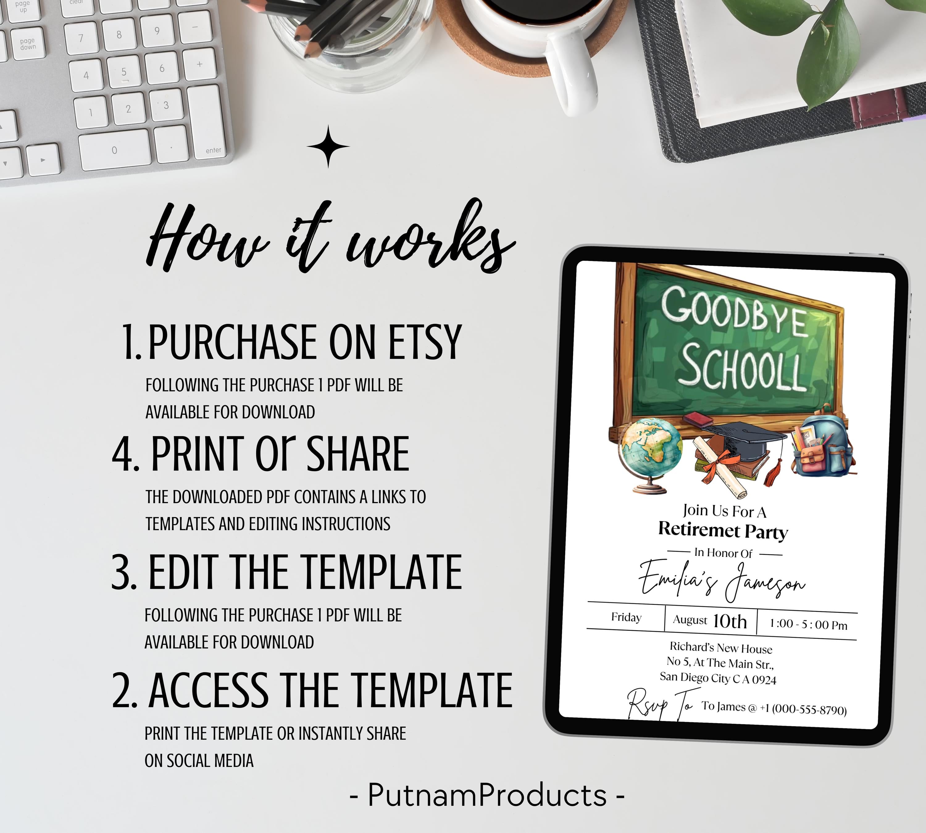 Teacher Retirement Invitation, Editable School's Out Forever Party Invite Template, Surprise Retirement, Principal Retirement, Teacher Evite