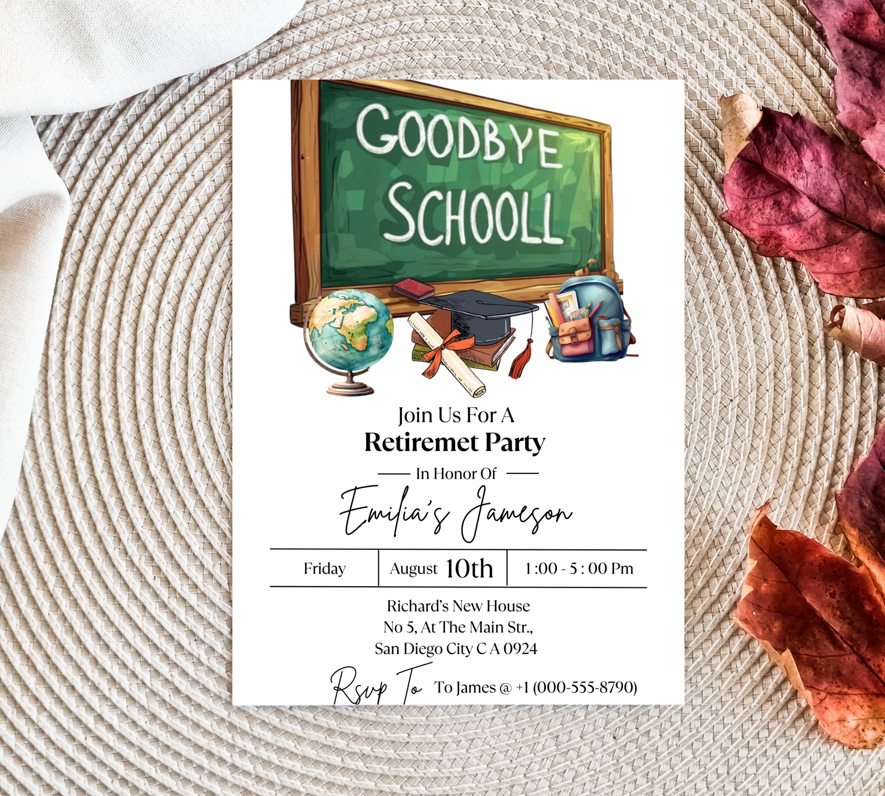 Teacher Retirement Invitation, Editable School's Out Forever Party Invite Template, Surprise Retirement, Principal Retirement, Teacher Evite