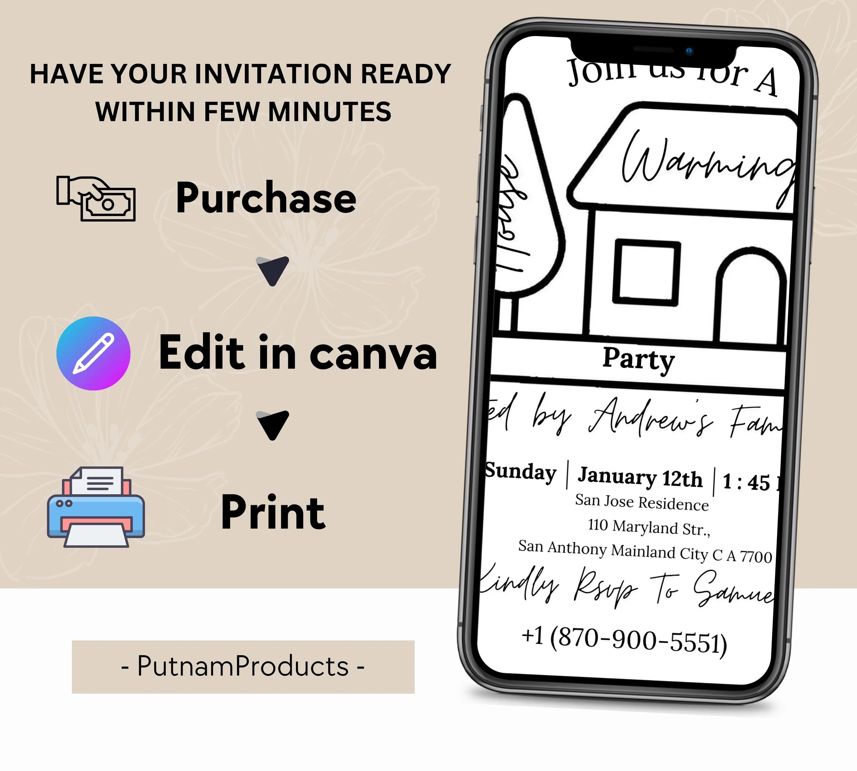 House Warming Invitation, House Warming Party, Modern, Housewarming Party, Editable Invitation, New Home Parties, Home Sweet Home Printable