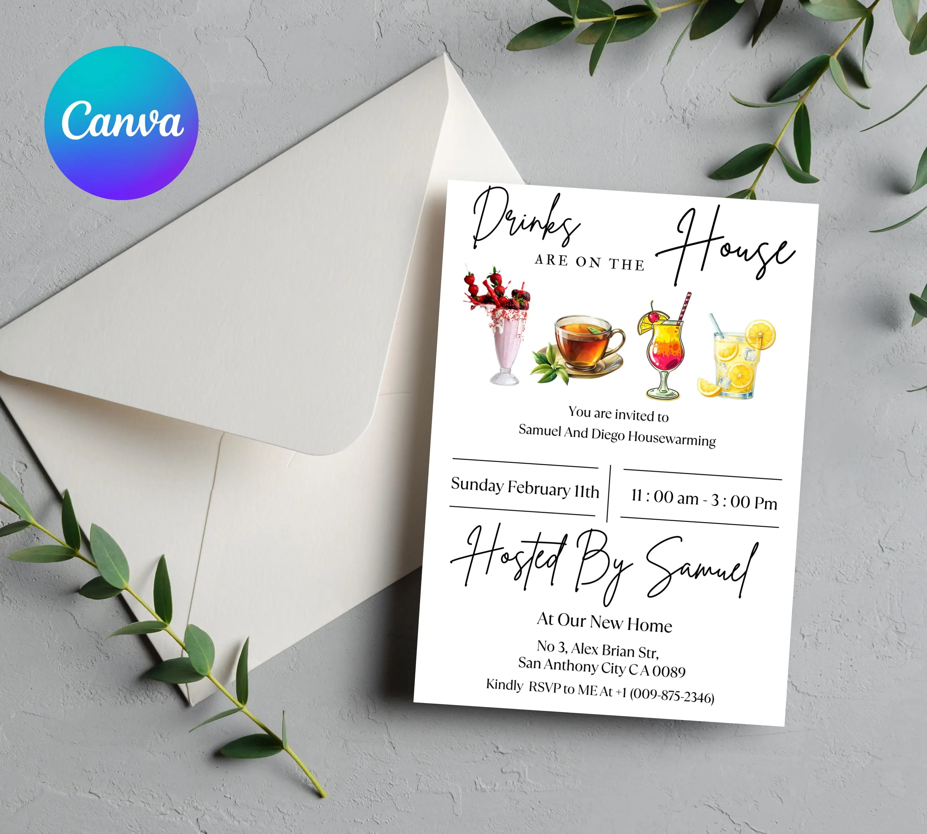 Drinks are on the House, Housewarming Invitation, Editable Invitation, New Home Parties, Home Sweet Home Printable, We're All Settled Invite