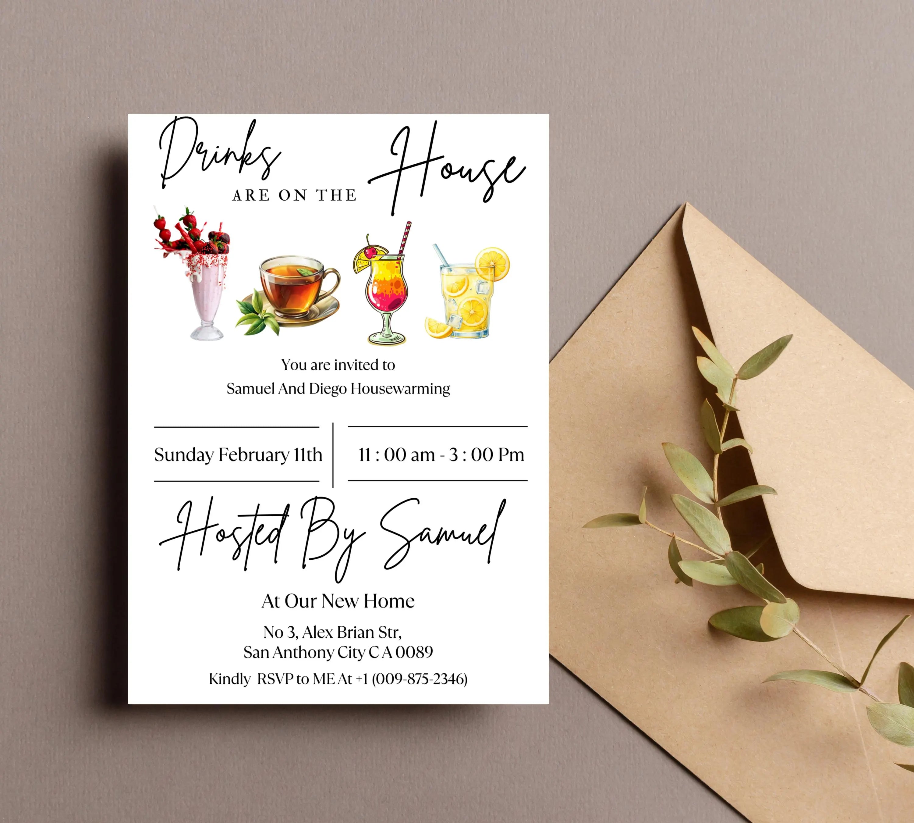 Drinks are on the House, Housewarming Invitation, Editable Invitation, New Home Parties, Home Sweet Home Printable, We're All Settled Invite
