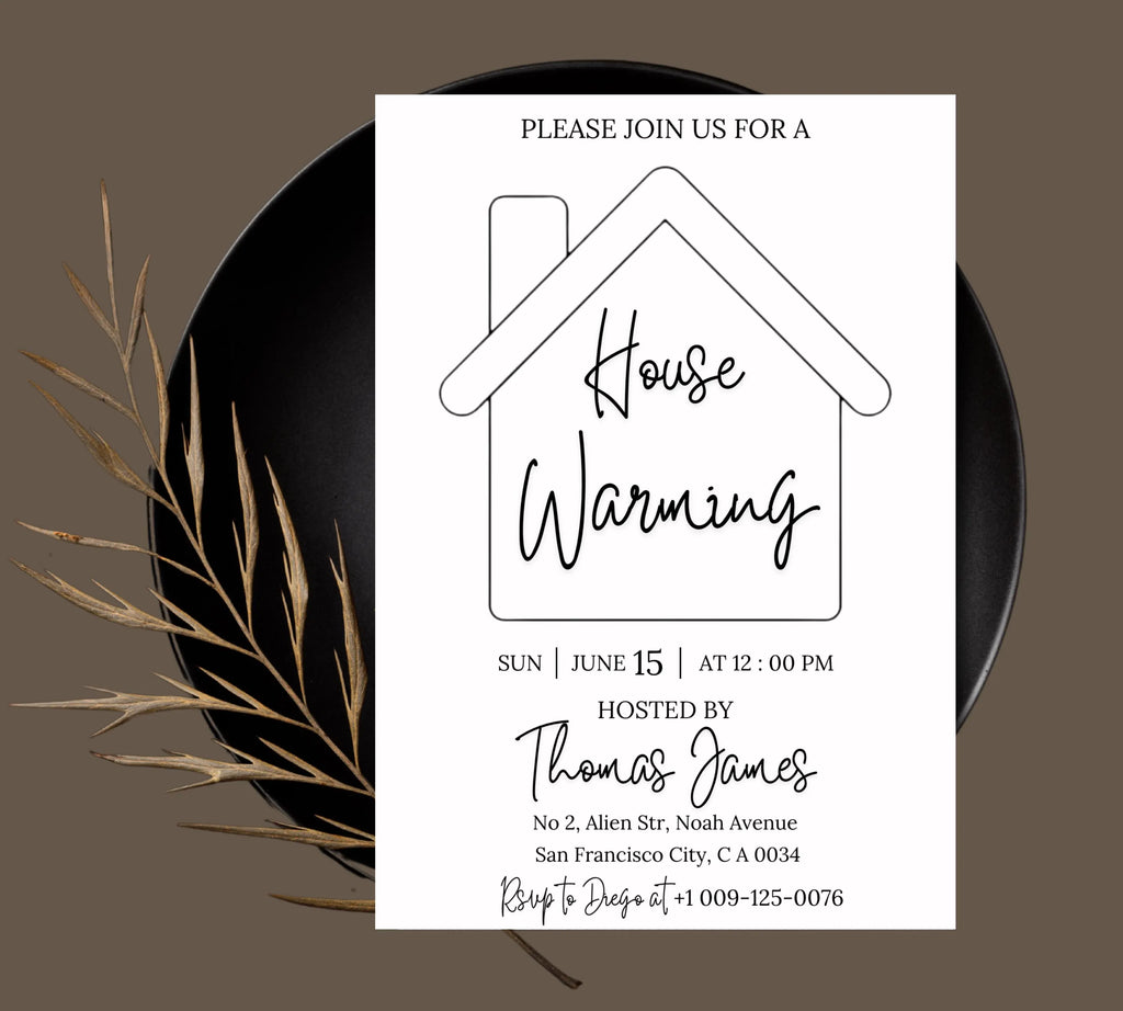 Housewarming Party Invitation, Modern Housewarming Party Invite, Minimalist, We're All Settled In Invitation, Moving Announcement, Digital