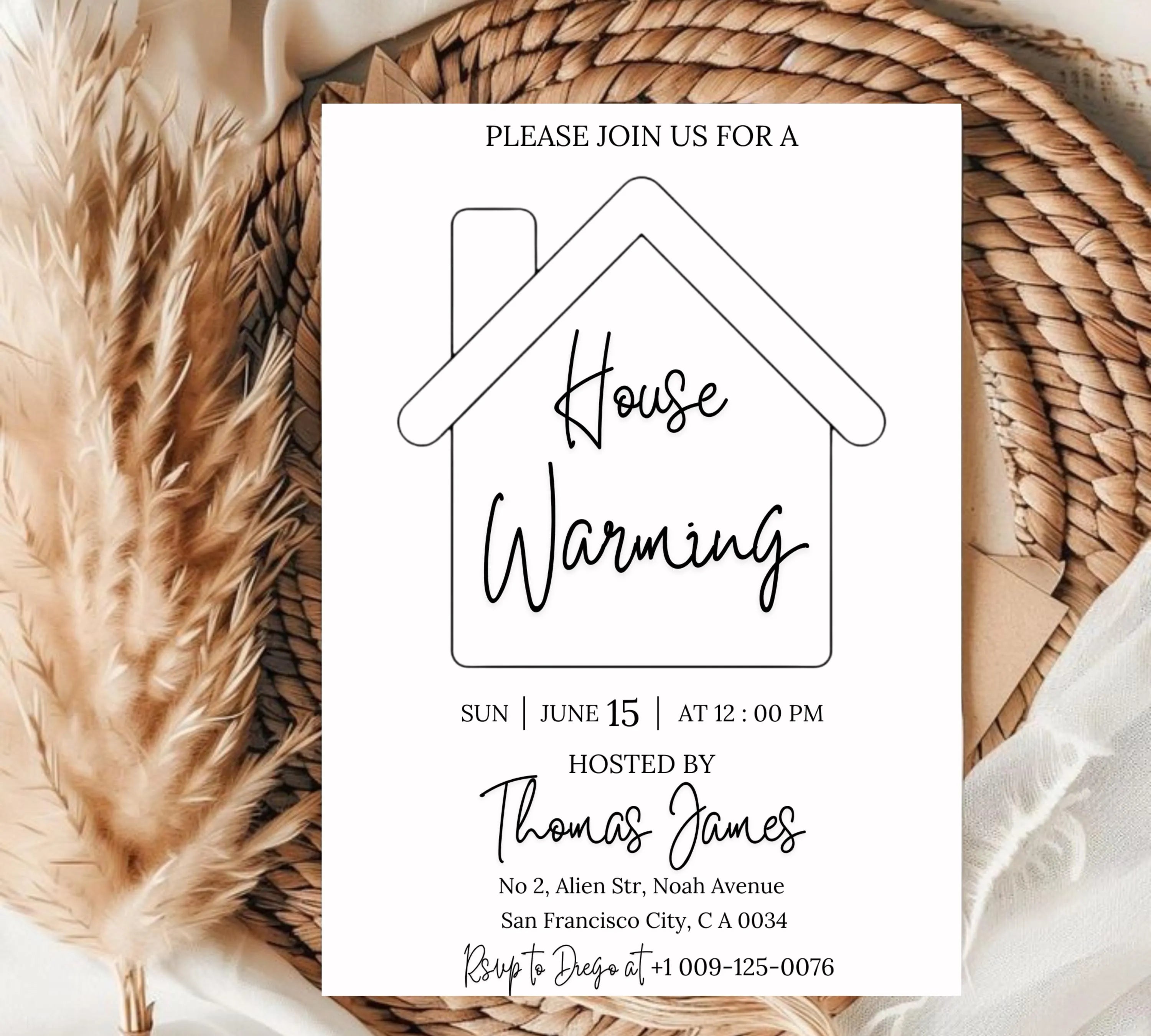 Housewarming Party Invitation, Modern Housewarming Party Invite, Minimalist, We're All Settled In Invitation, Moving Announcement, Digital