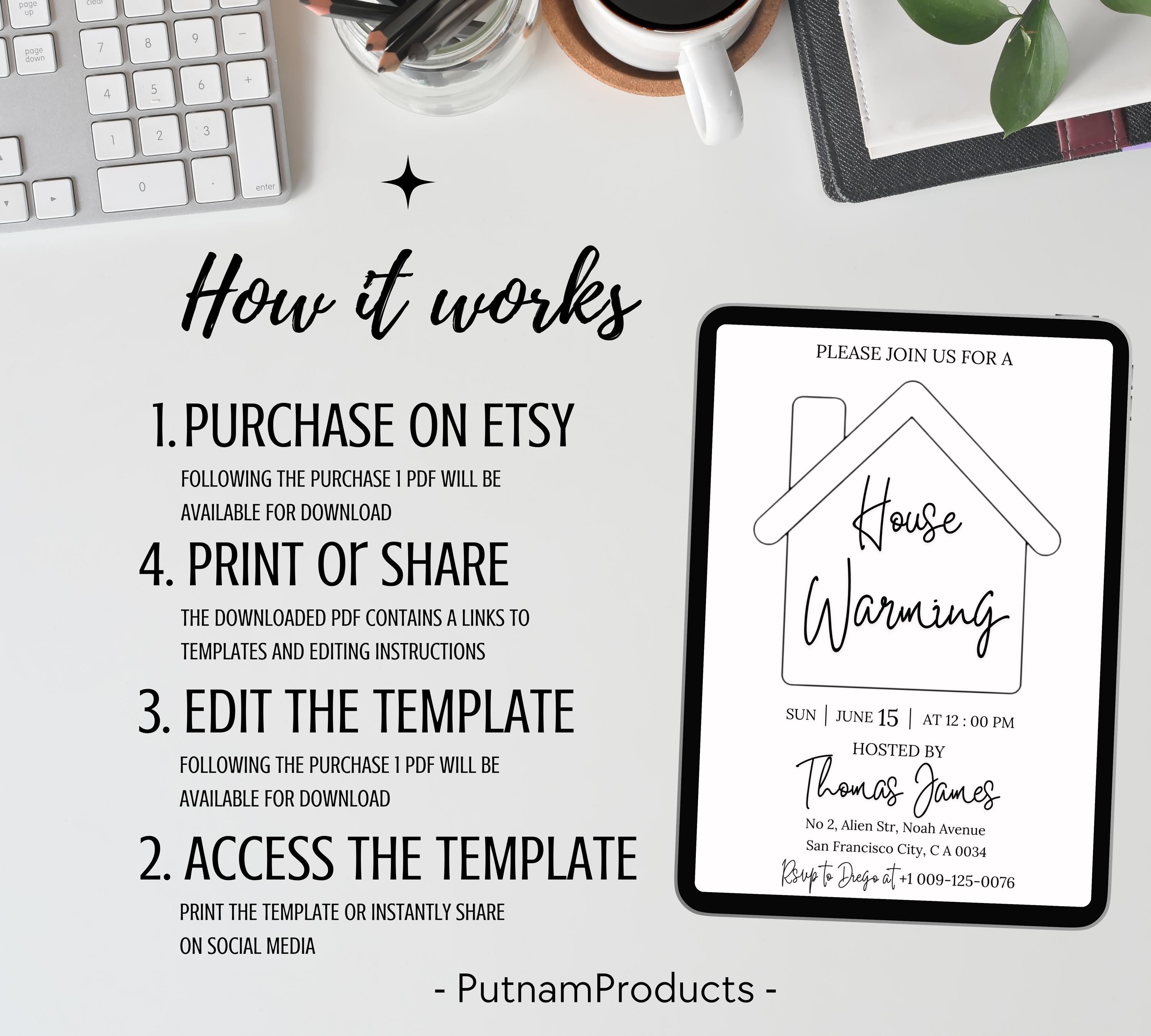 Housewarming Party Invitation, Modern Housewarming Party Invite, Minimalist, We're All Settled In Invitation, Moving Announcement, Digital