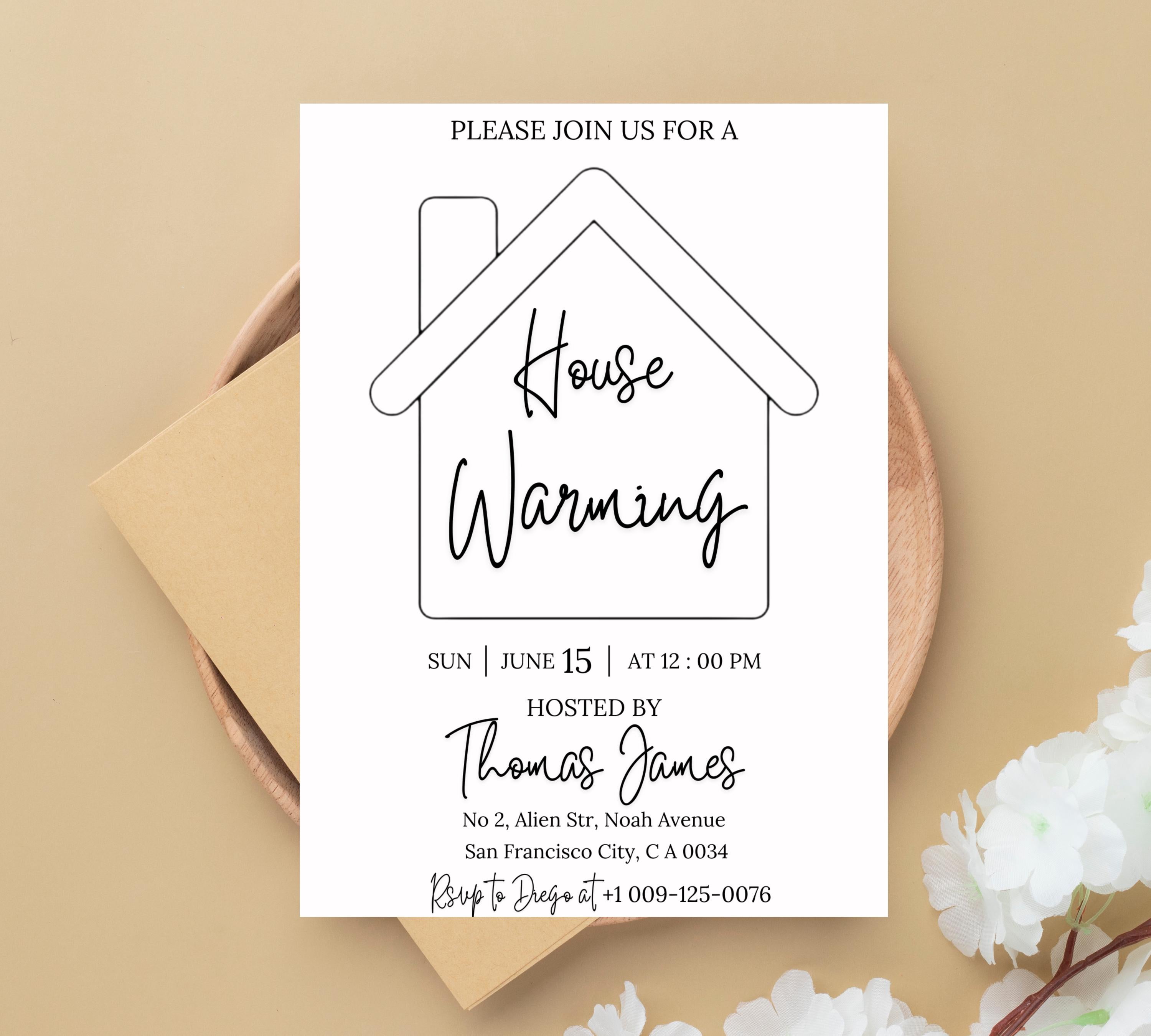 Housewarming Party Invitation, Modern Housewarming Party Invite, Minimalist, We're All Settled In Invitation, Moving Announcement, Digital