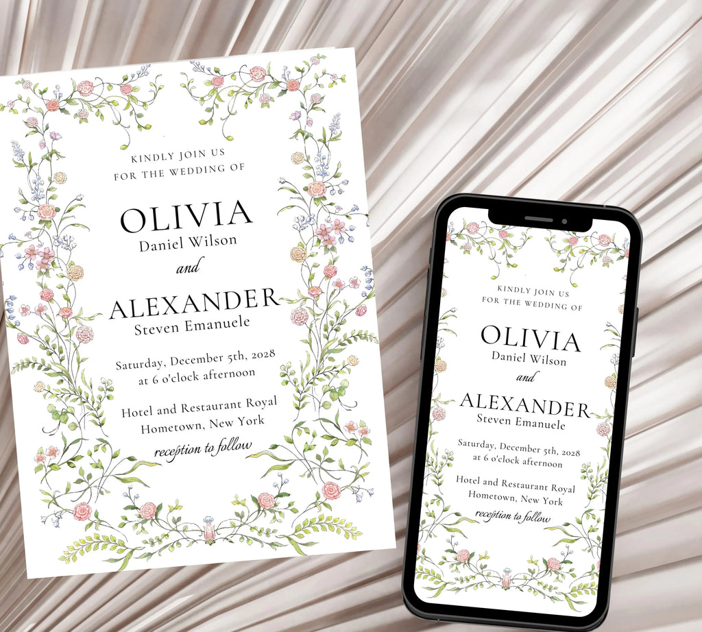 Editable Soft Pastel Garden Wedding Invitation, Pastel Flower Wedding Invitation, Garden Floral Theme Wedding Invite, Floral wedding invite
