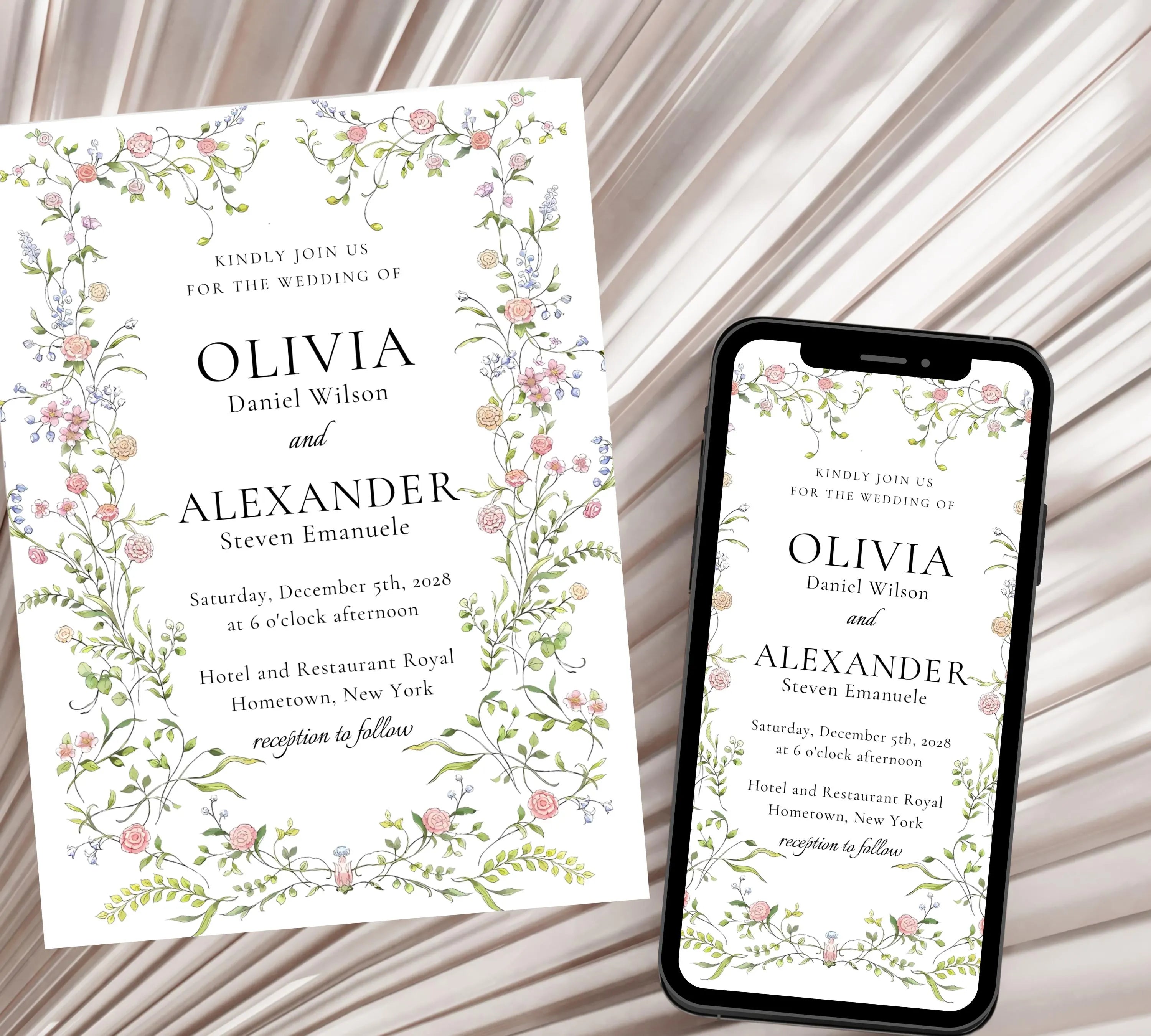 Editable Soft Pastel Garden Wedding Invitation, Pastel Flower Wedding Invitation, Garden Floral Theme Wedding Invite, Floral wedding invite