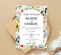 Editable Wildflower Meadow Wedding Invitation Set, Whimsical Floral Invitation Suite Template, Field Flower Wedding Invite