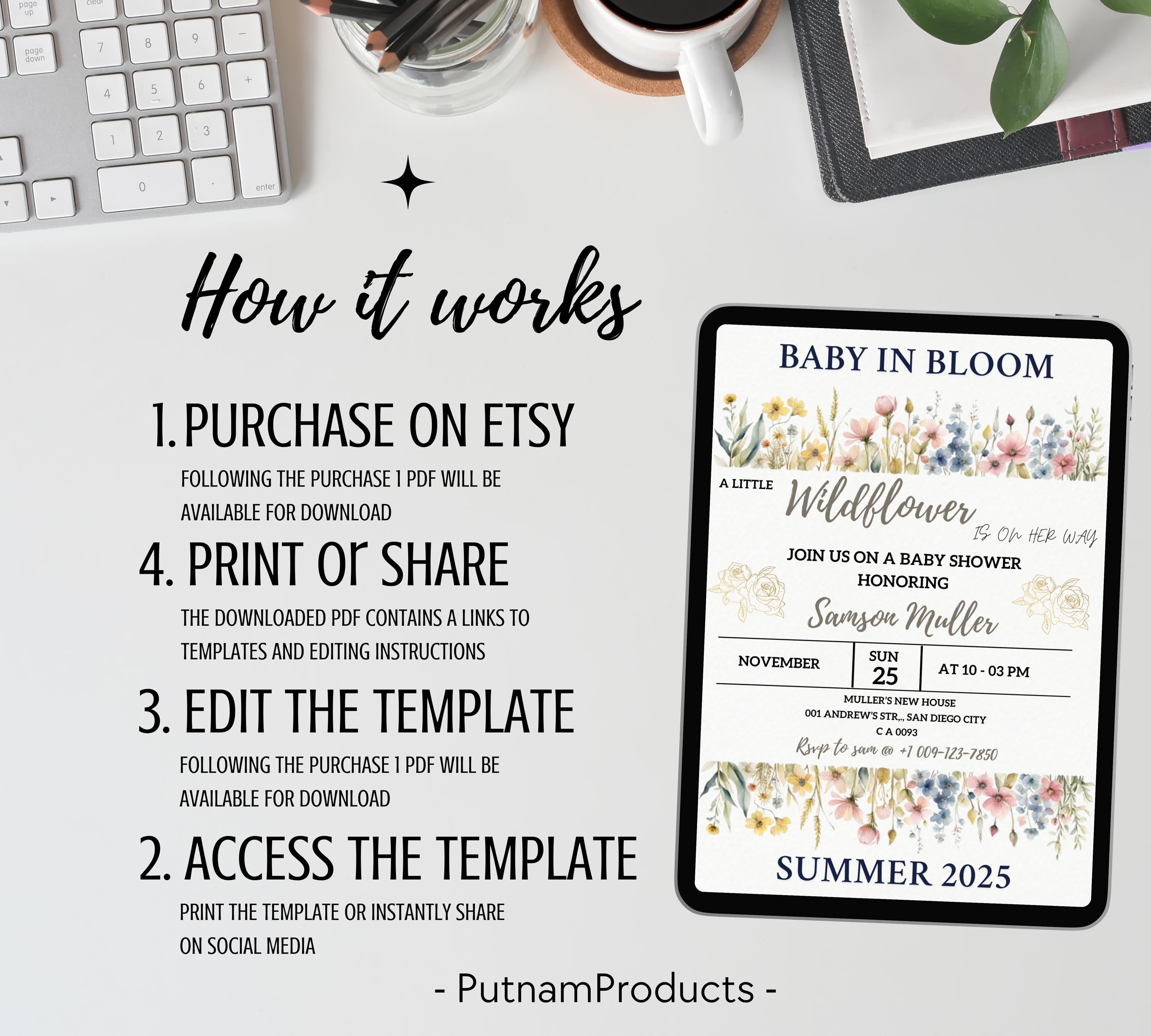 wildflower baby shower invitation, Baby in Bloom Baby Shower Invitation Template, wildflower shower invitation, spring flower invite